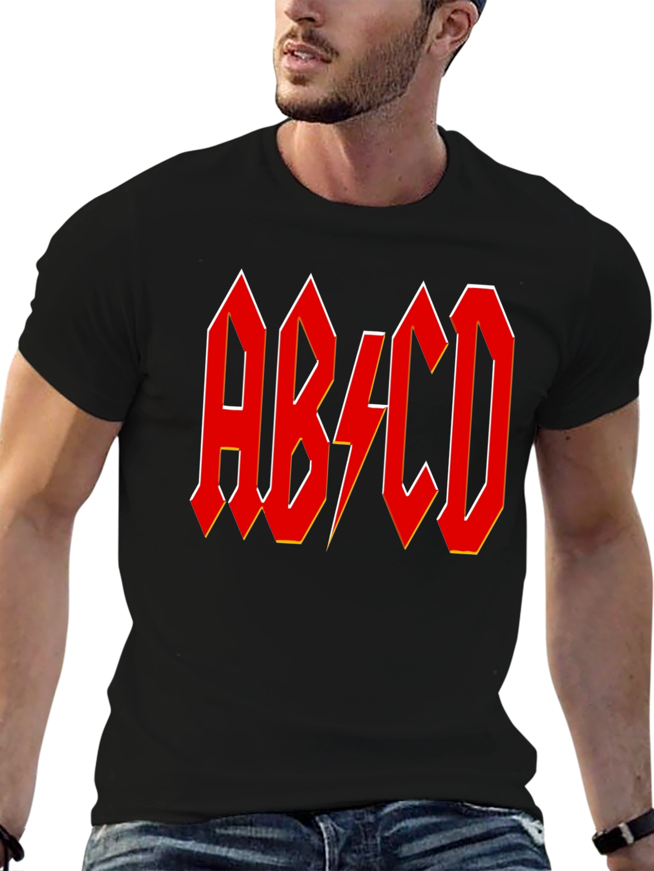 AB/CD Red Lightning Bolt Black T-Shirt