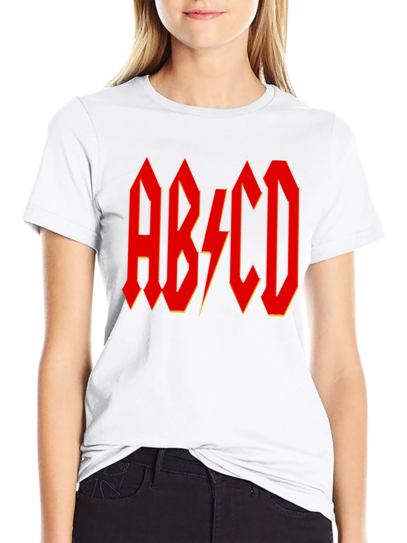 AB/CD Red Lightning Bolt Black T-Shirt