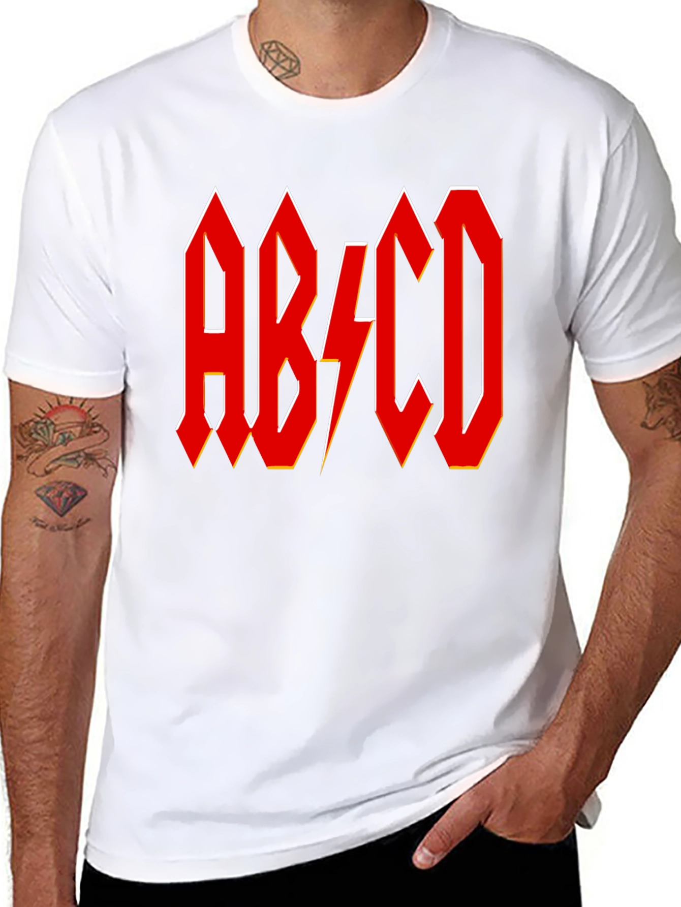 AB/CD Red Lightning Bolt Black T-Shirt