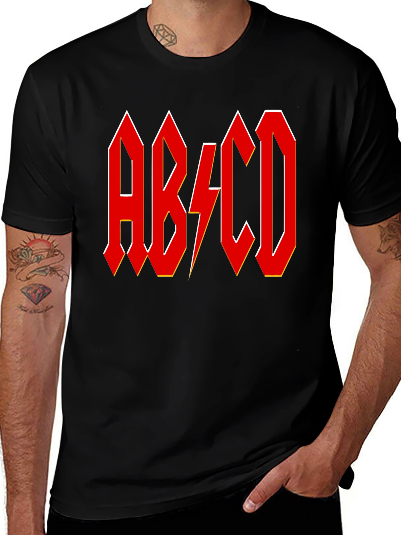 AB/CD Red Lightning Bolt Black T-Shirt