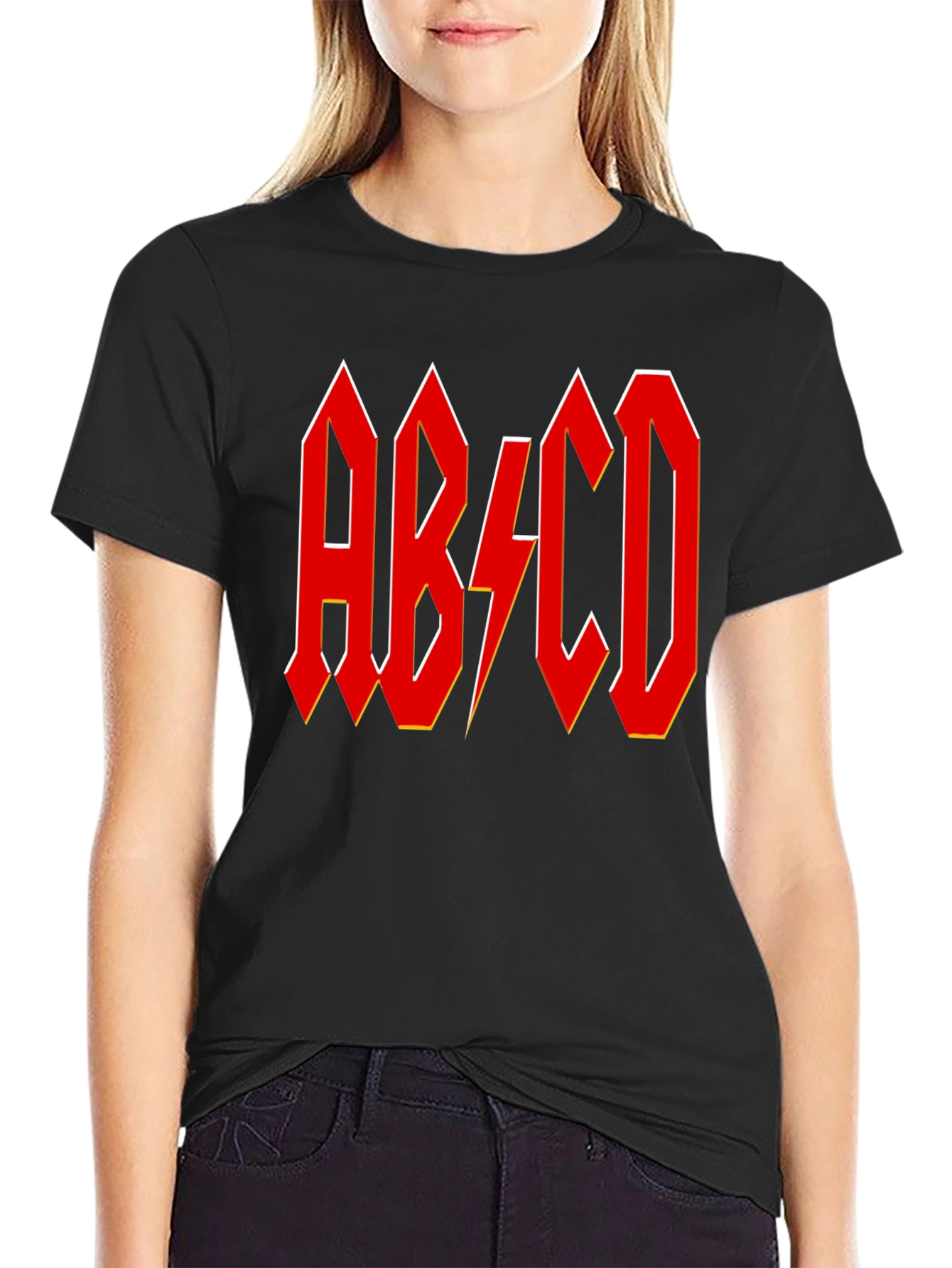 AB/CD Red Lightning Bolt Black T-Shirt