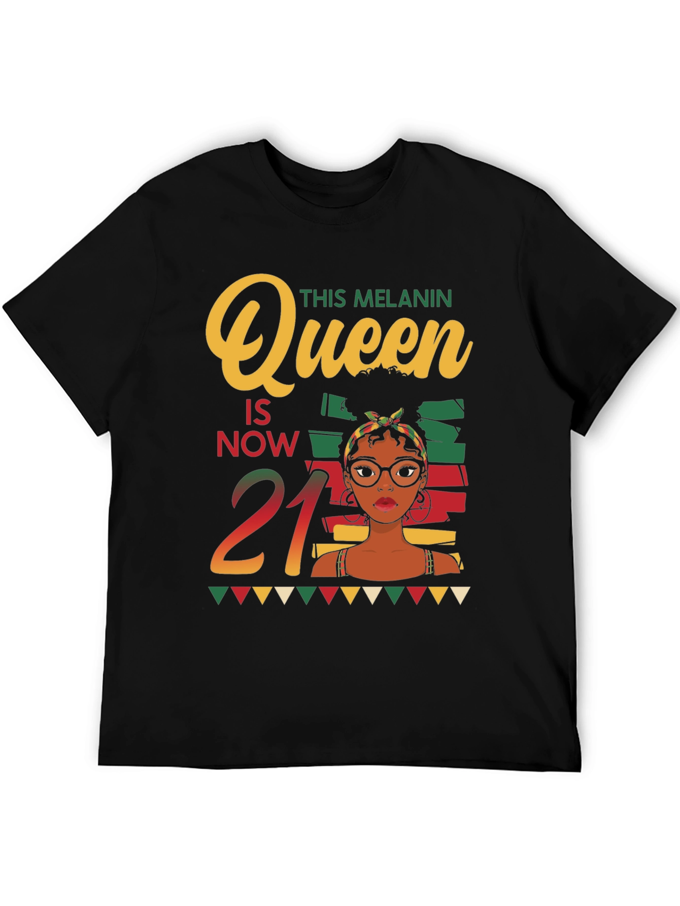 Melanin Queen 21st Birthday Black T-Shirt