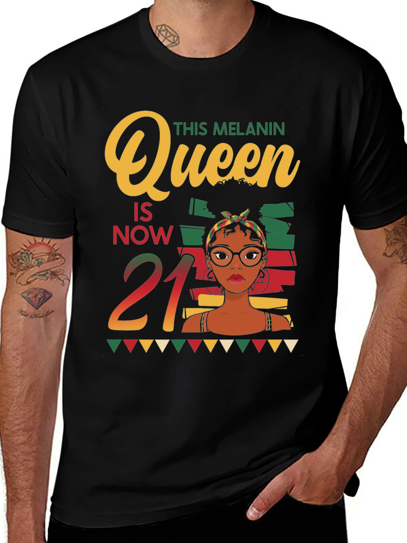 Melanin Queen 21st Birthday Black T-Shirt