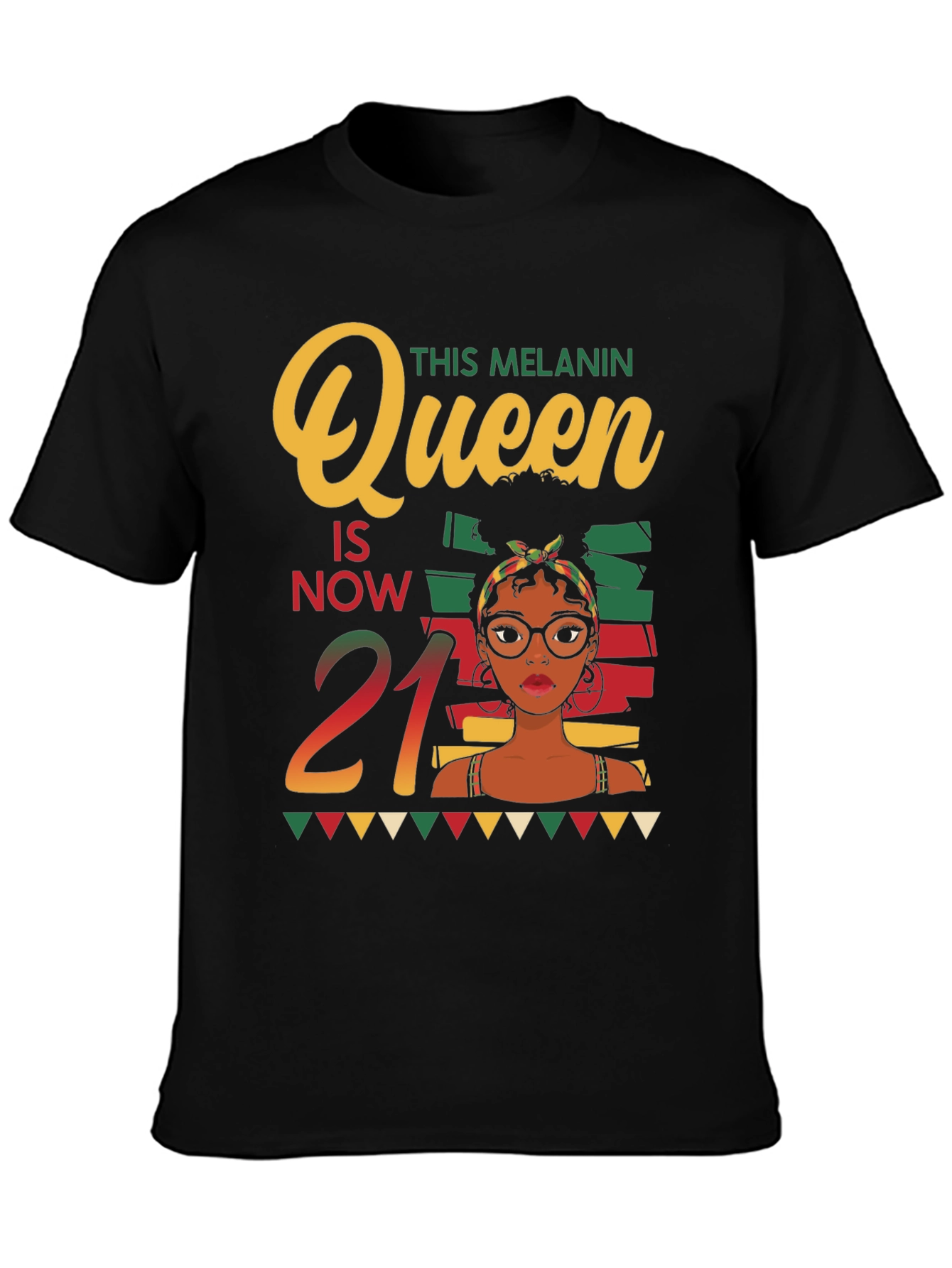 Melanin Queen 21st Birthday Black T-Shirt