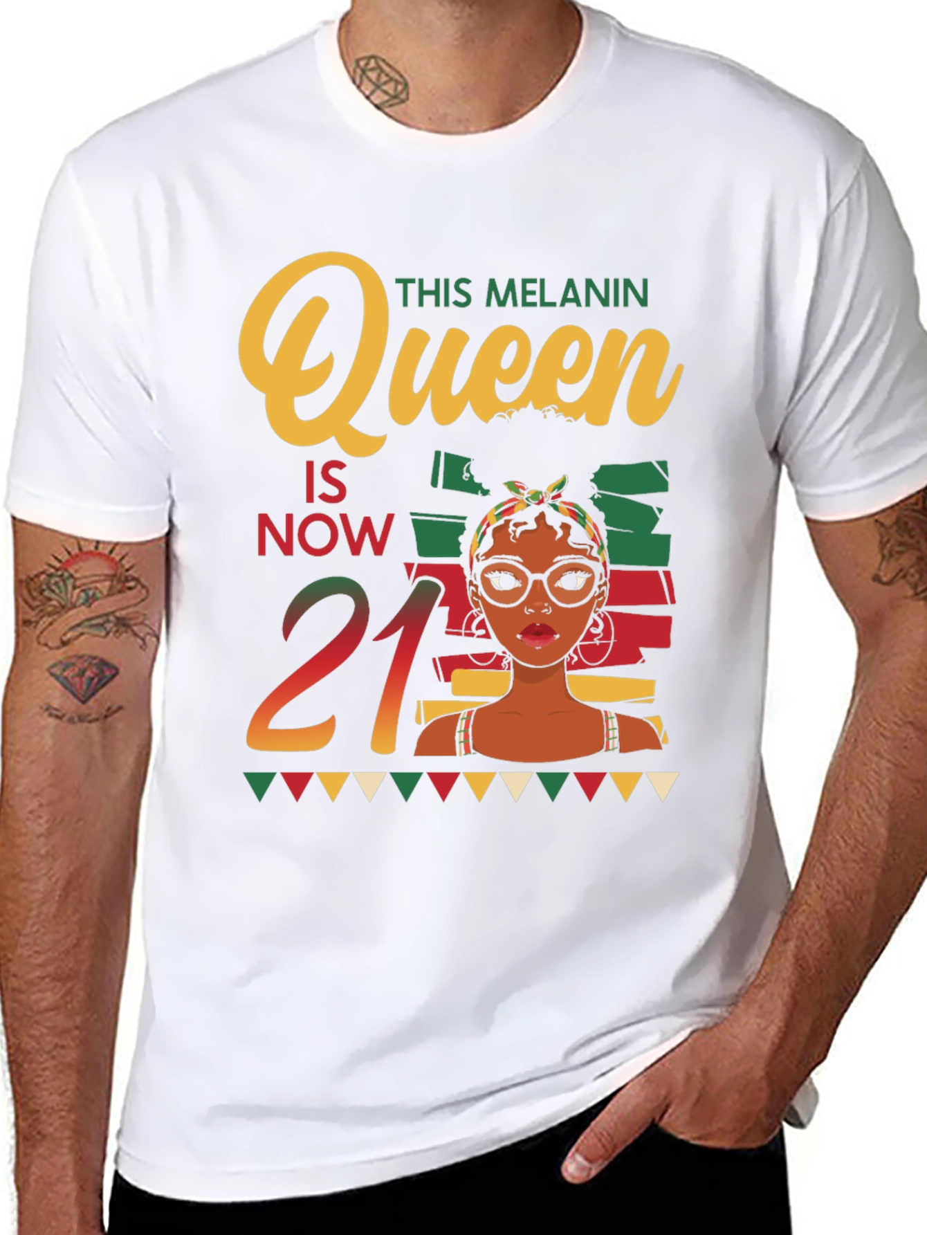 Melanin Queen 21st Birthday Black T-Shirt