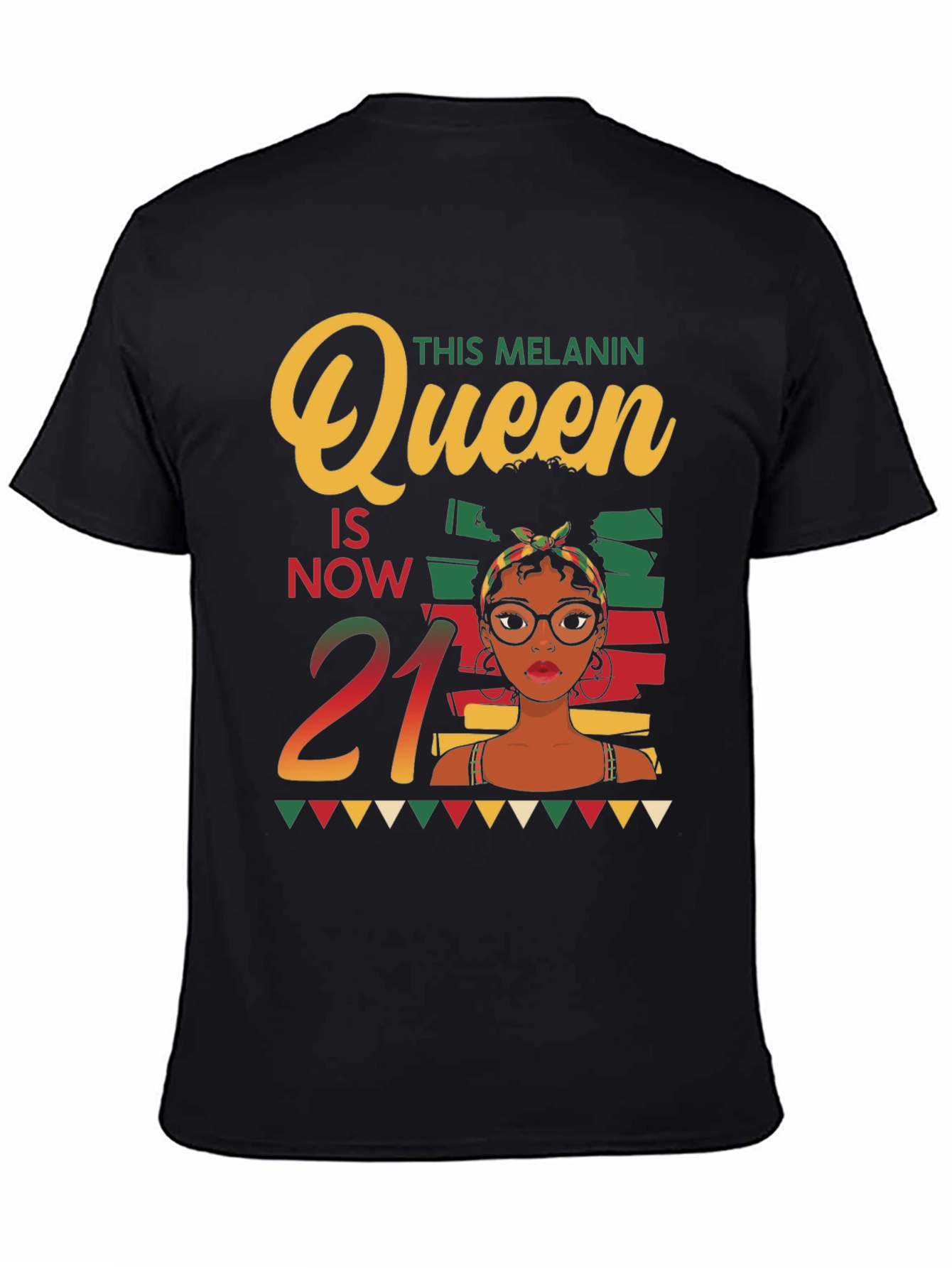 Melanin Queen 21st Birthday Black T-Shirt