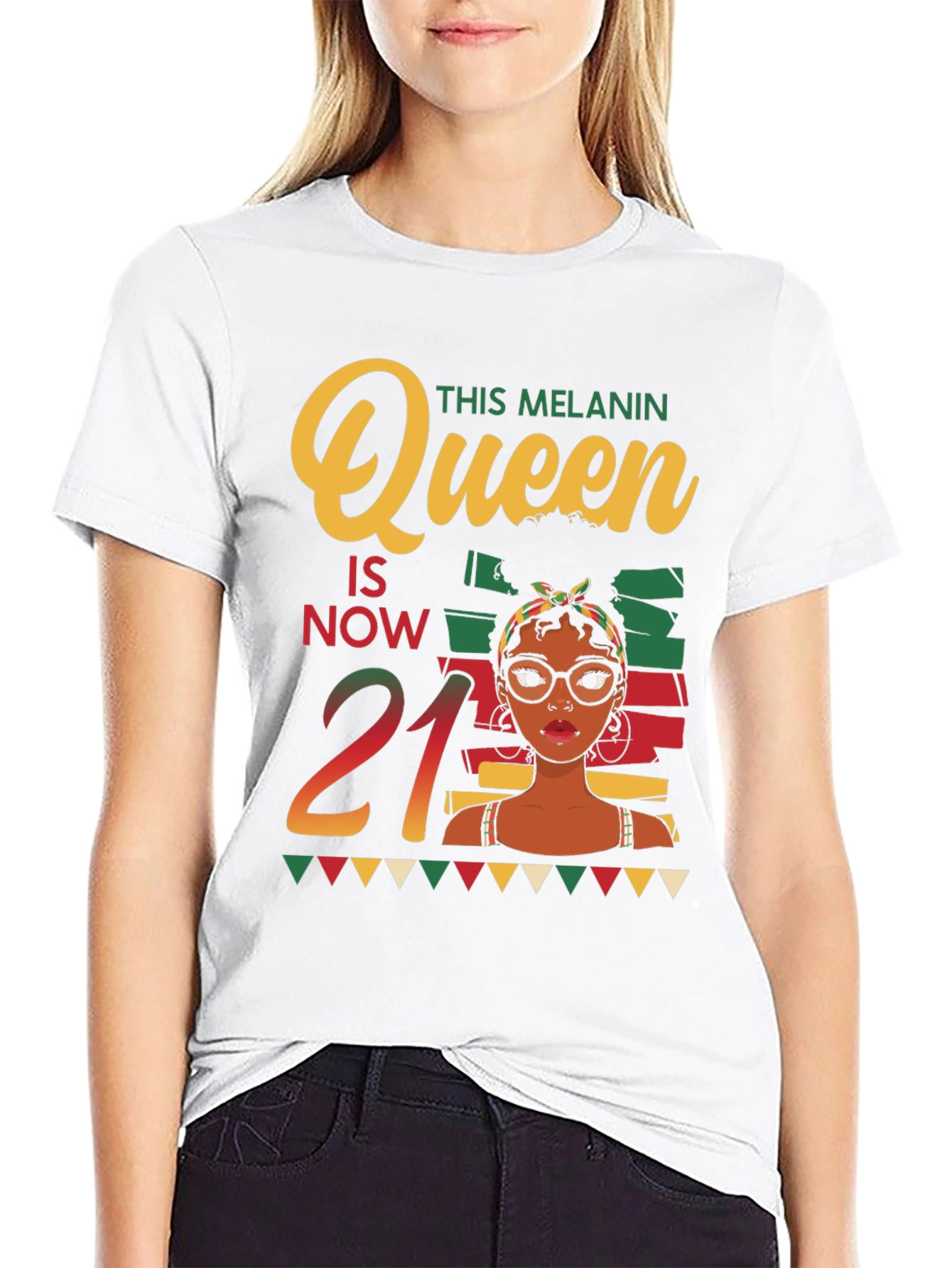Melanin Queen 21st Birthday Black T-Shirt