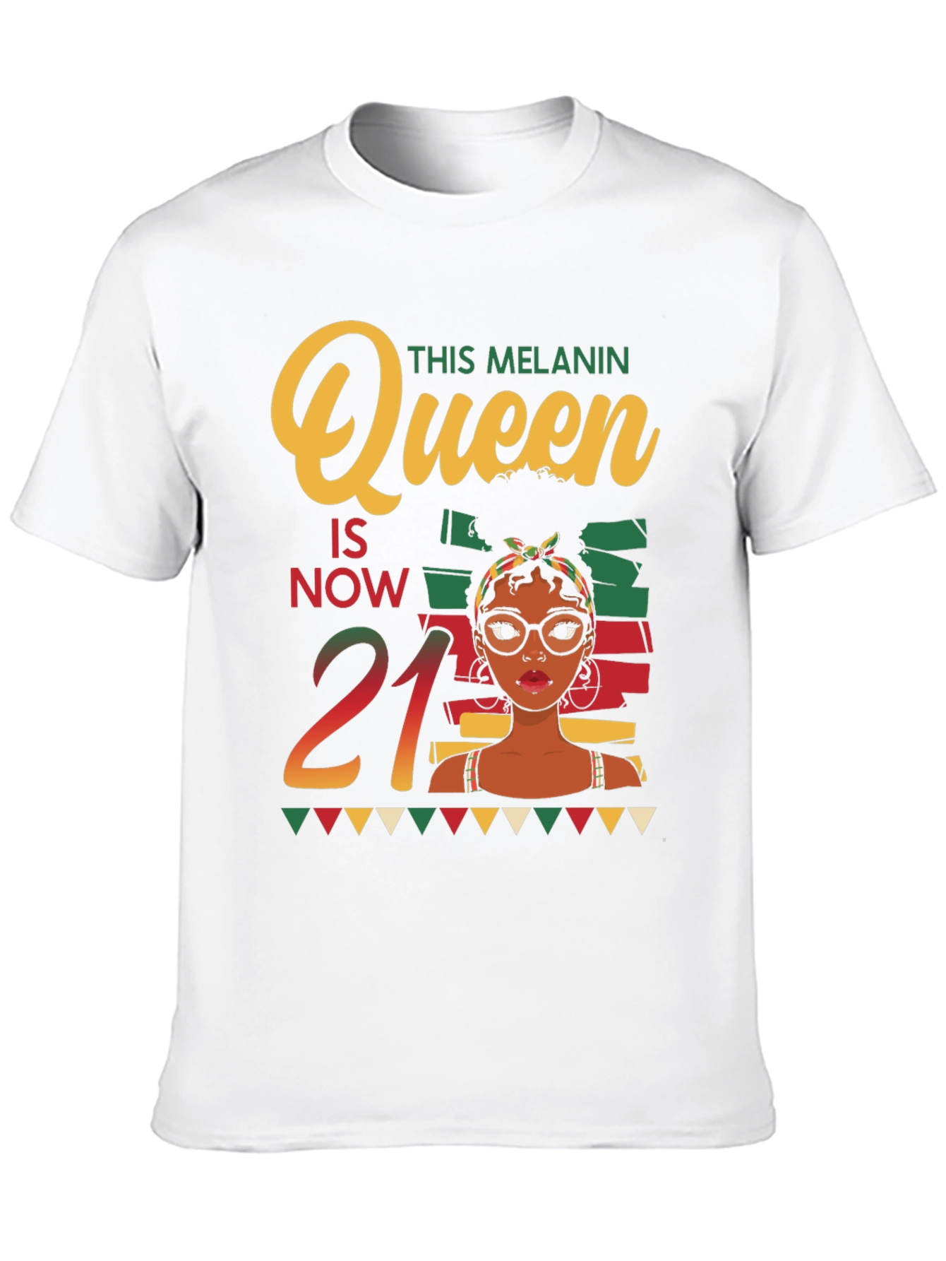 Melanin Queen 21st Birthday Black T-Shirt