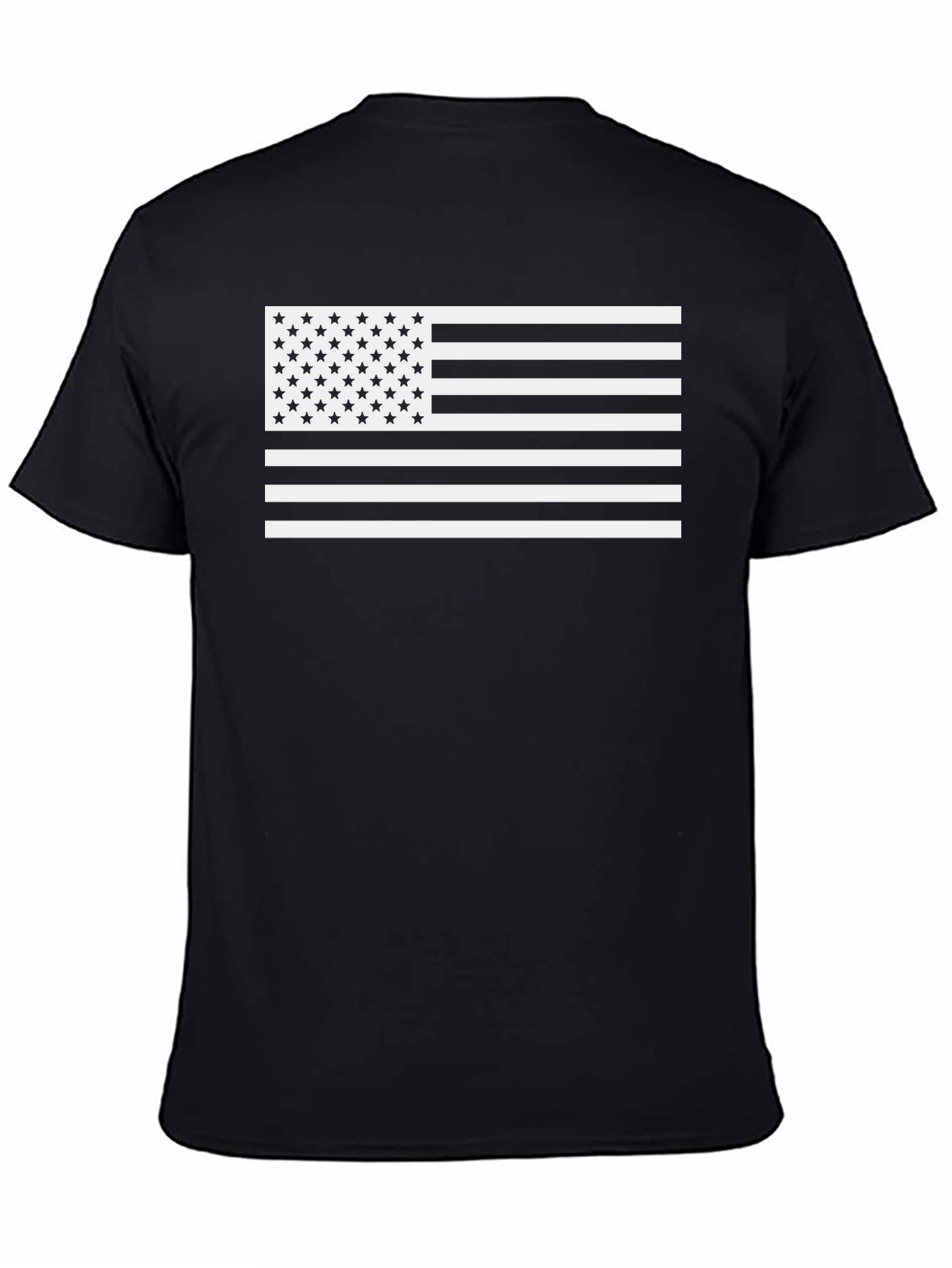 American Flag Graphic Tee - Black Cotton Blend T-Shirt
