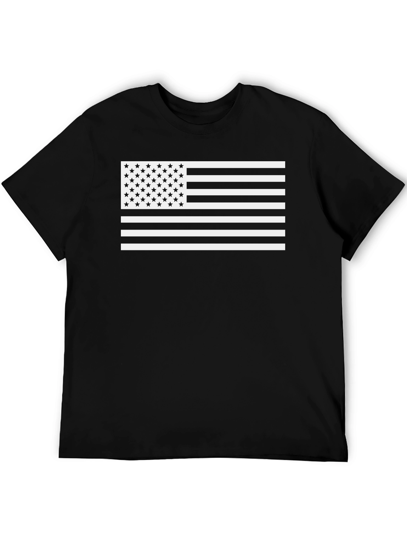 American Flag Graphic Tee - Black Cotton Blend T-Shirt