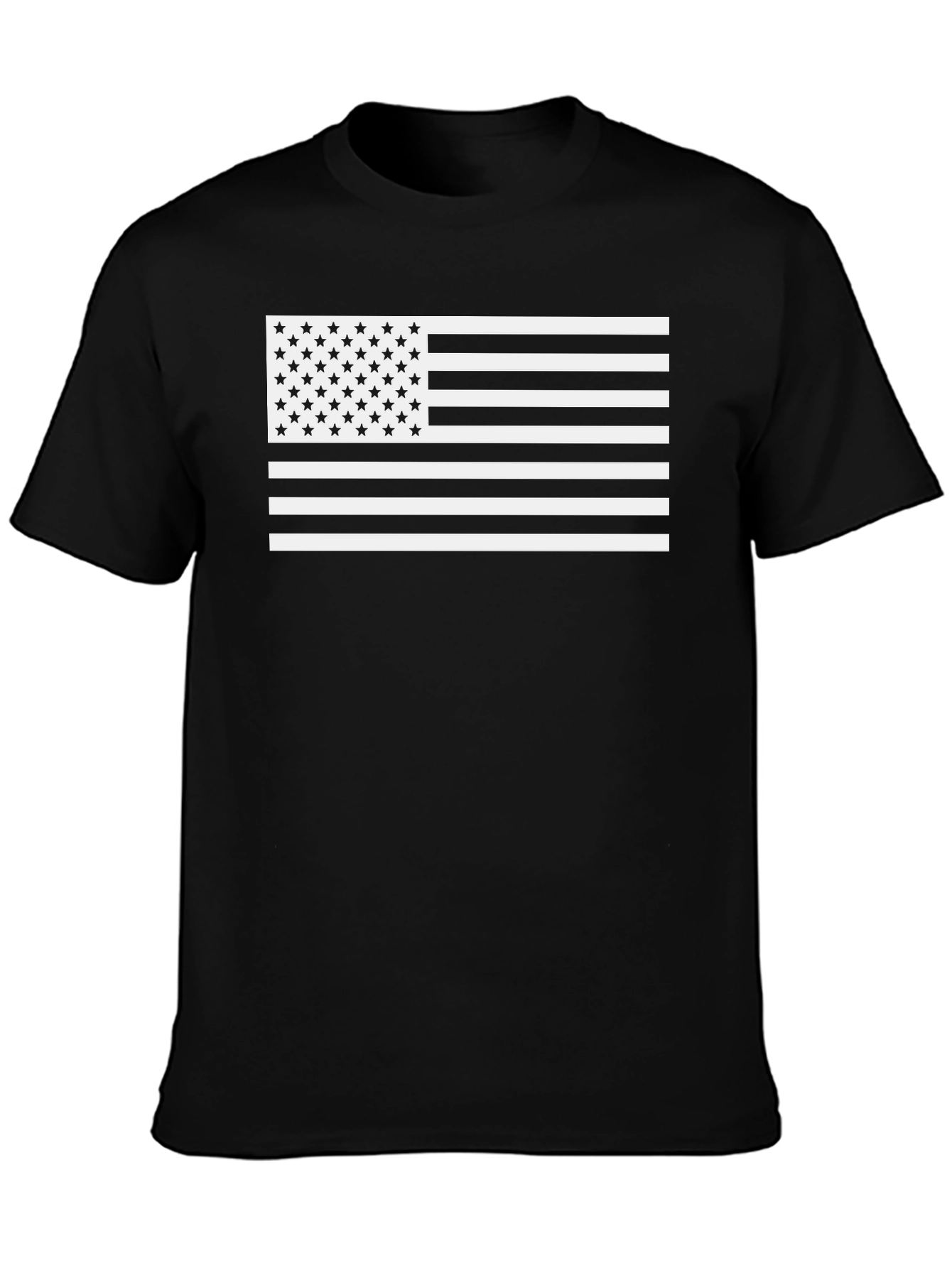 American Flag Graphic Tee - Black Cotton Blend T-Shirt