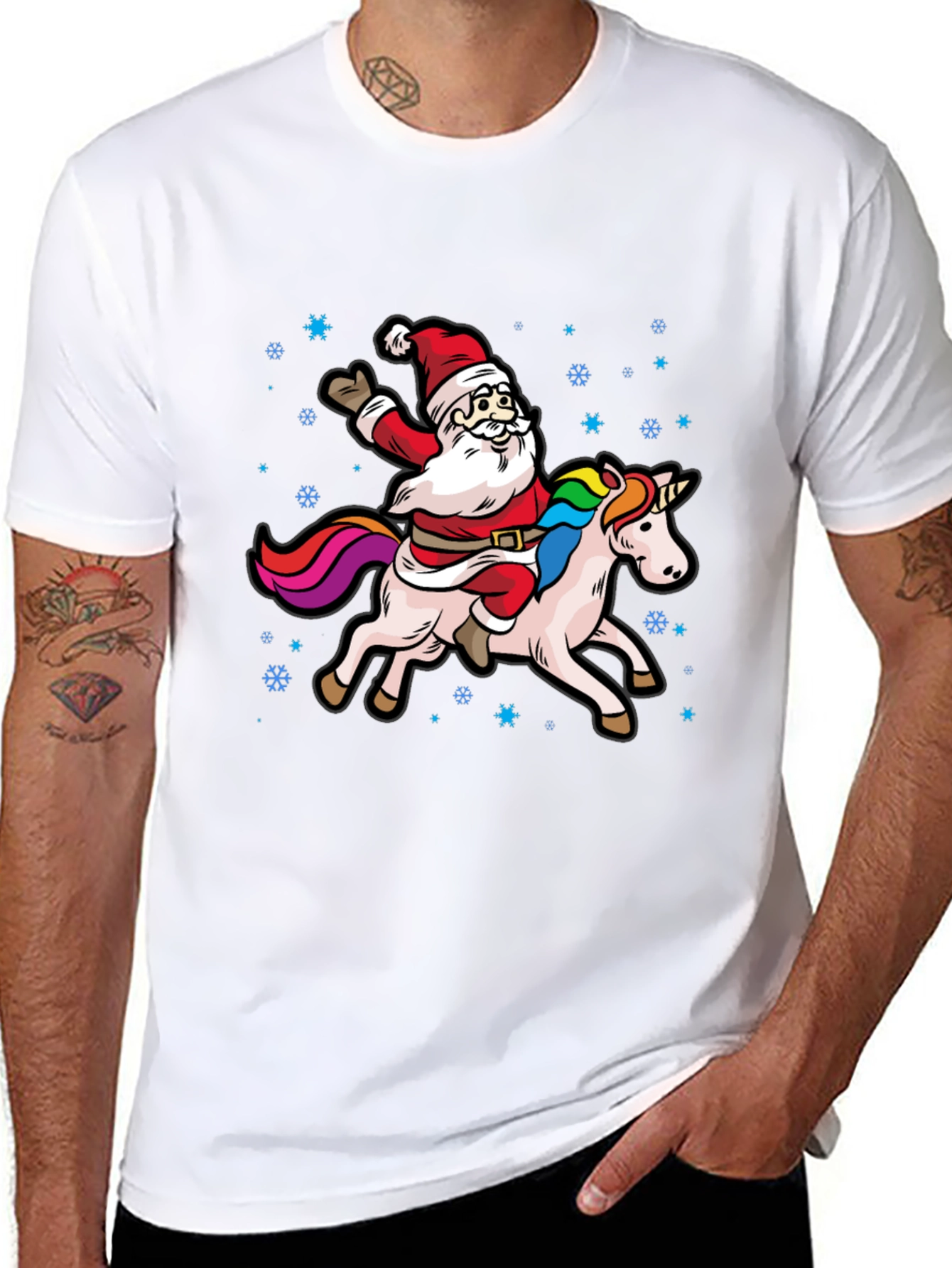 Santa Riding Unicorn Graphic Tee