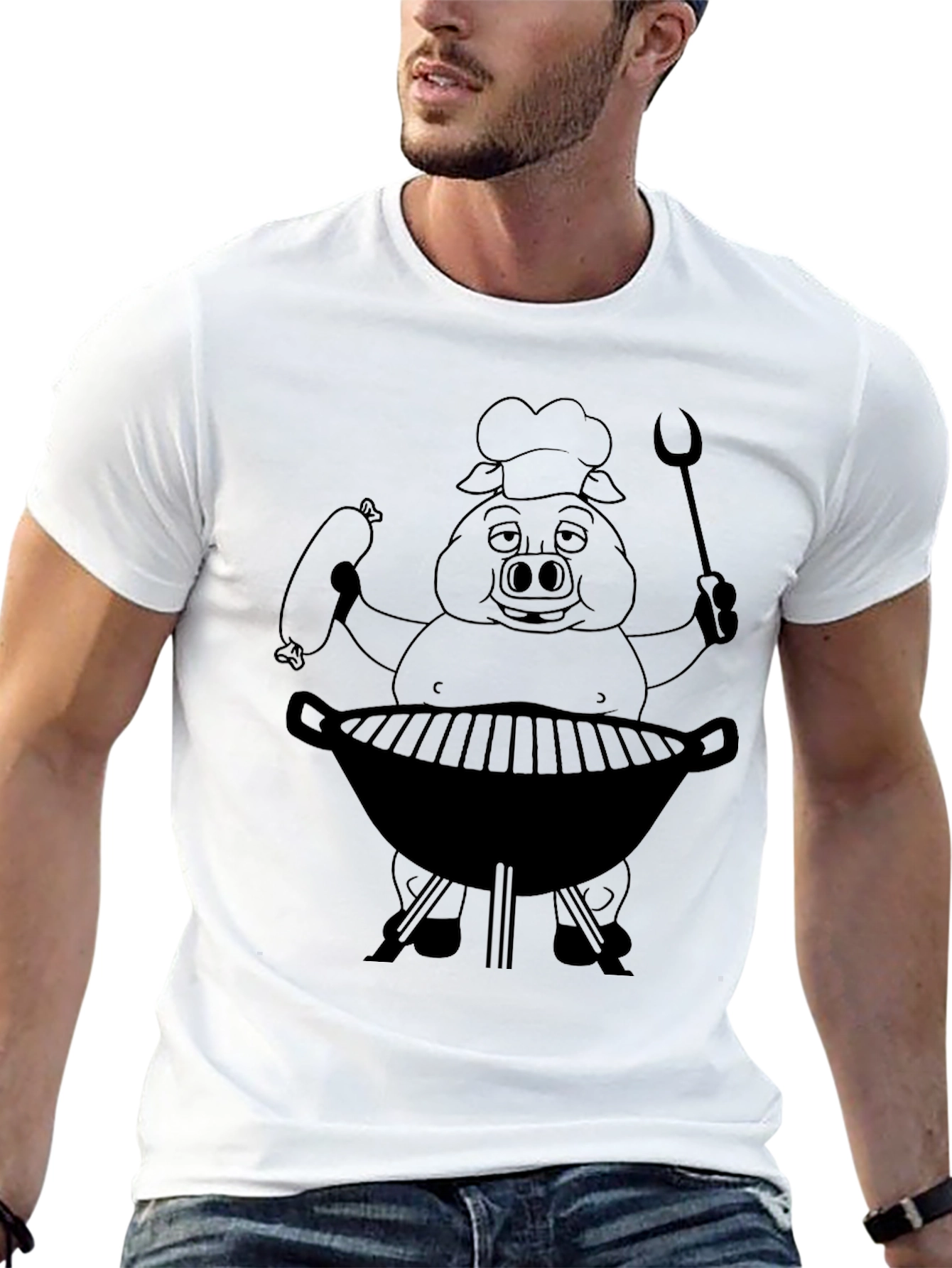 BBQ Pig Chef T-Shirt - Funny Grilling Tee
