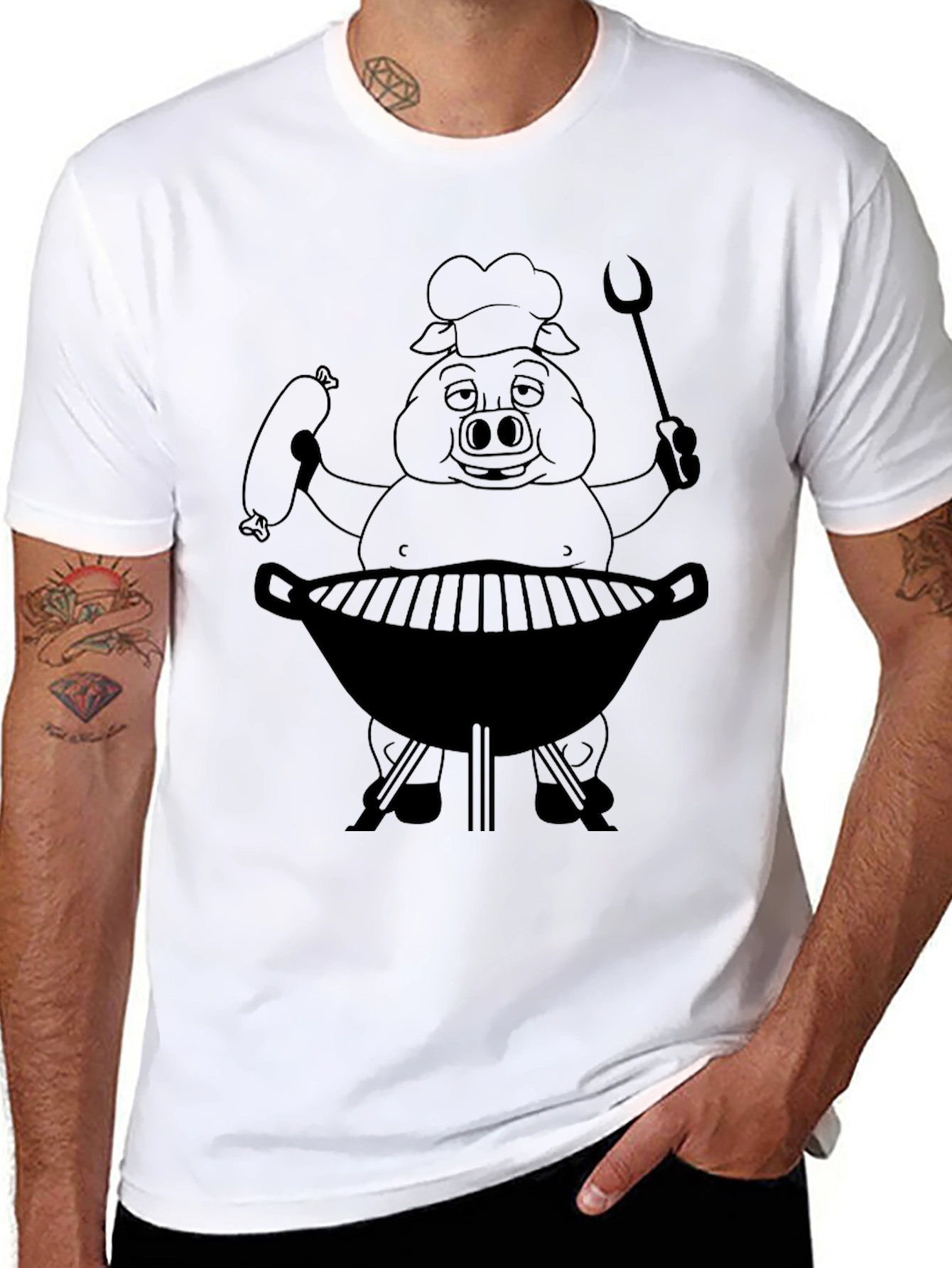 BBQ Pig Chef T-Shirt - Funny Grilling Tee