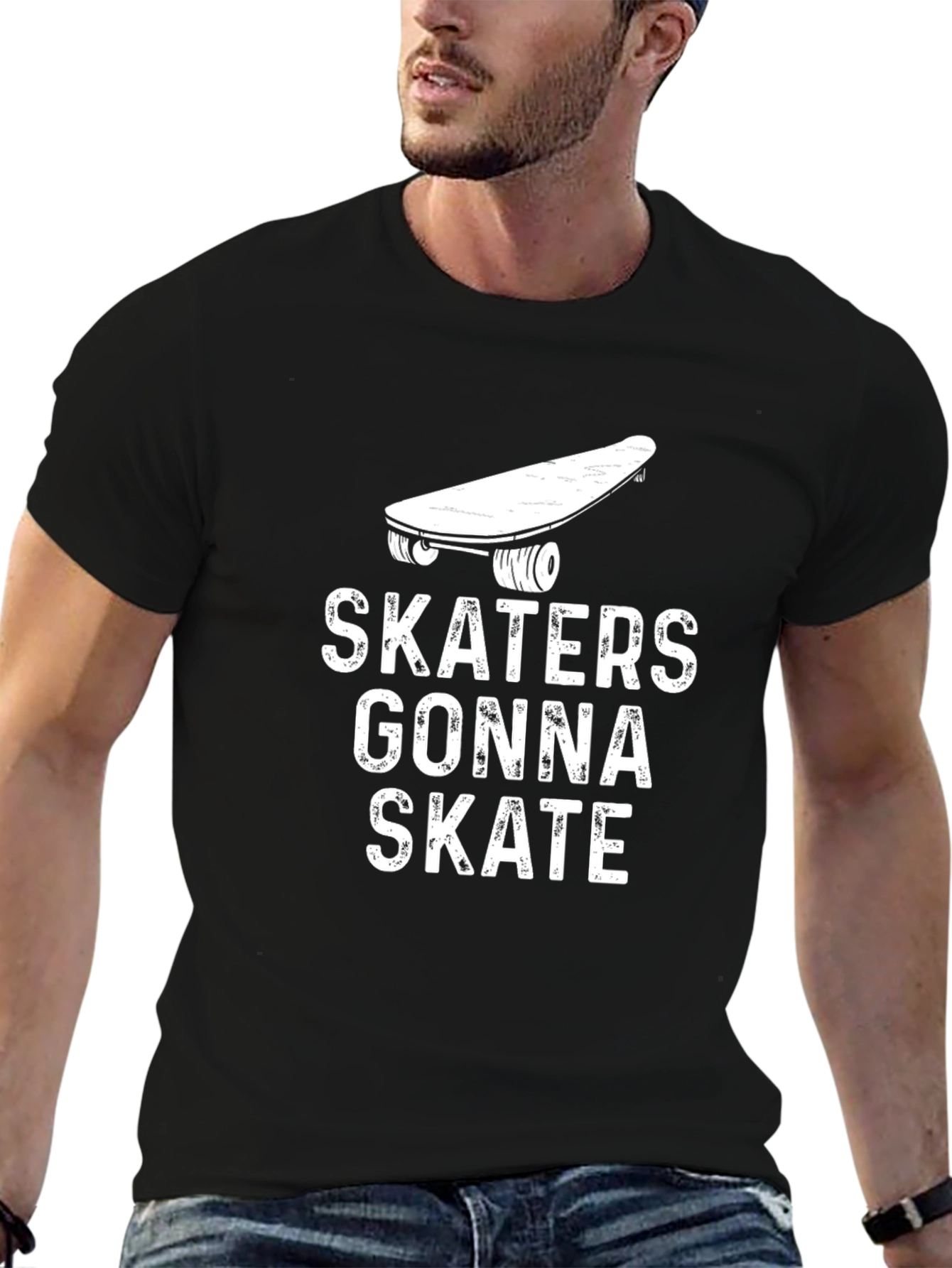 Skaters Gonna Skate Graphic Tee - Black Cotton T-Shirt