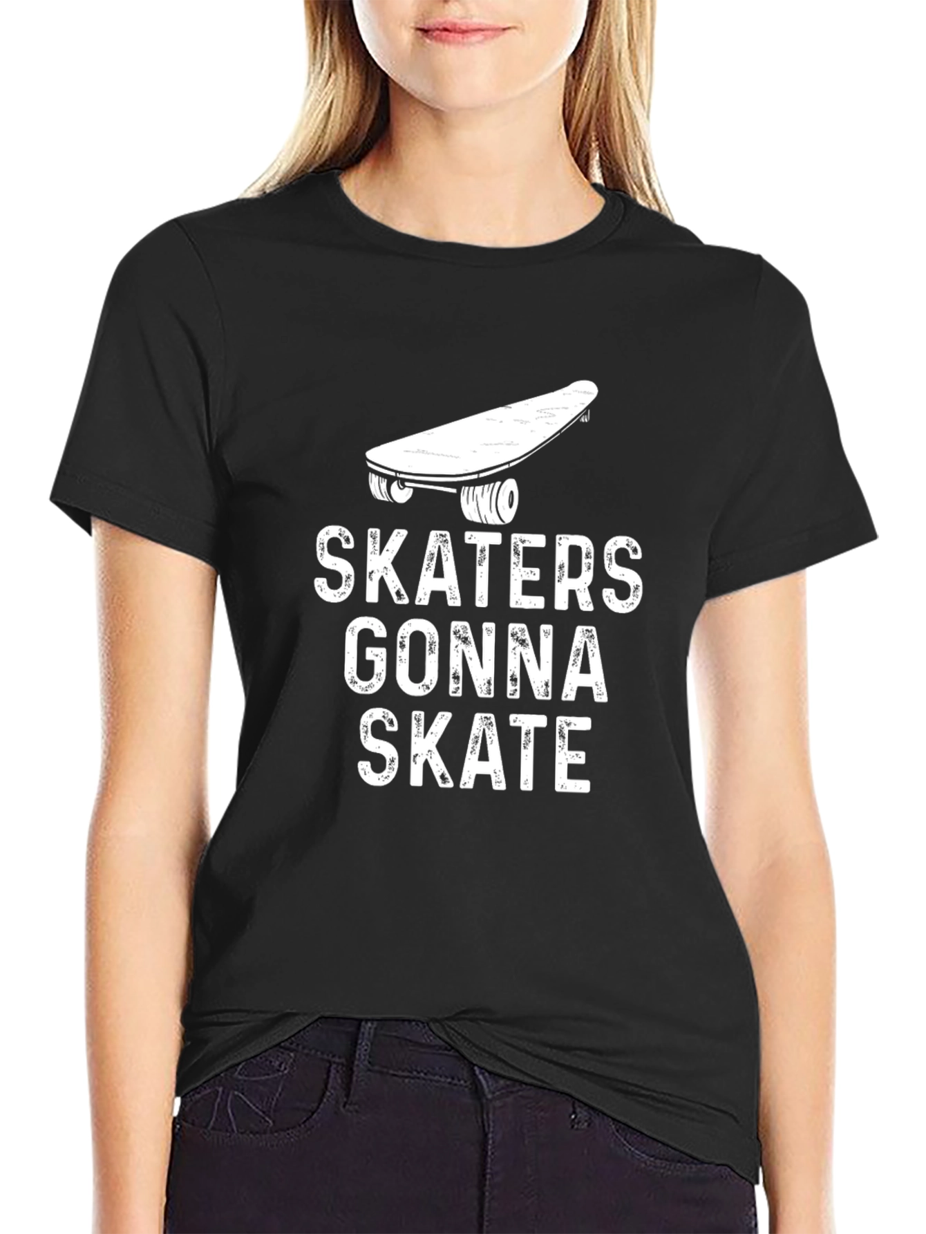 Skaters Gonna Skate Graphic Tee - Black Cotton T-Shirt