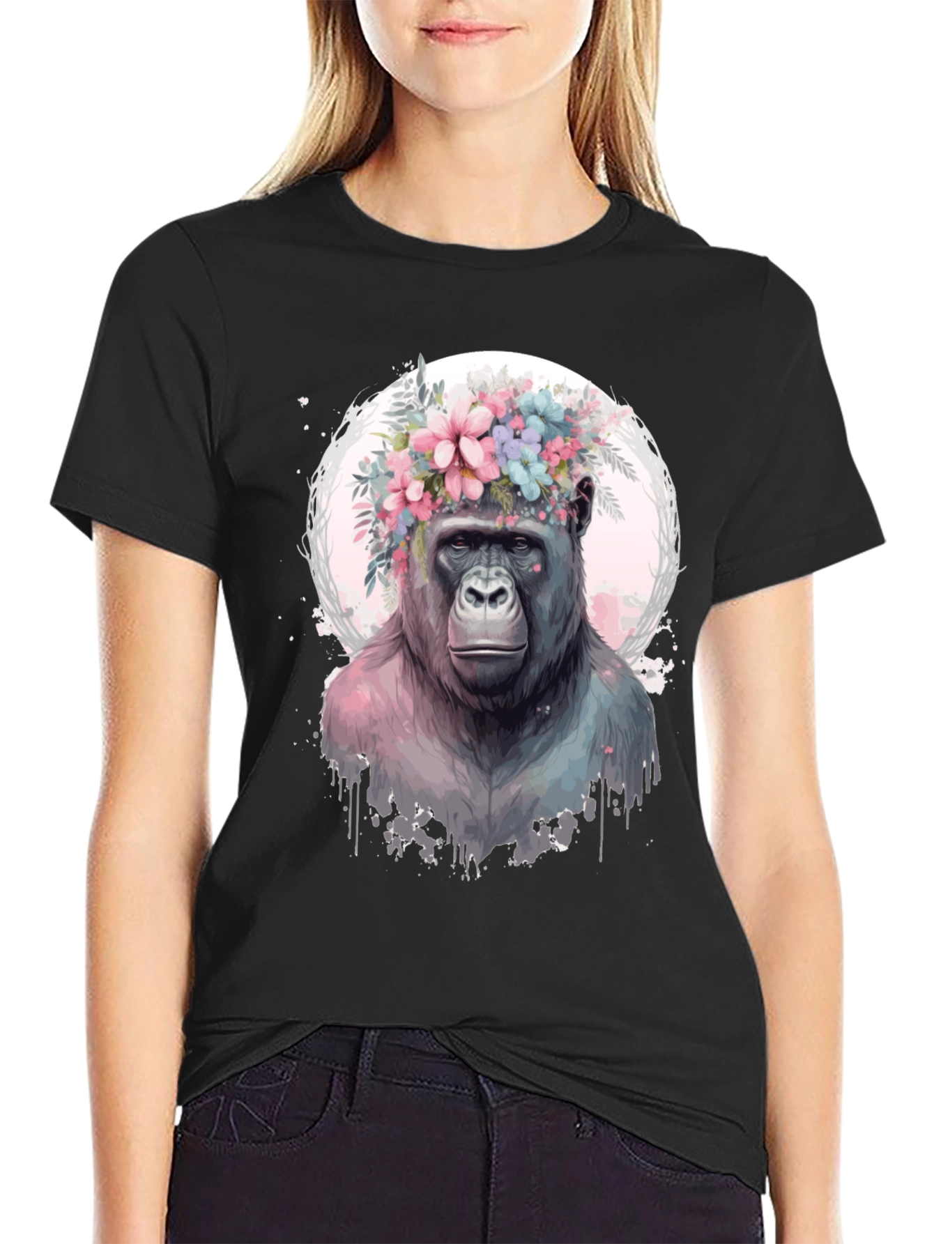 Gorilla Floral Crown Graphic Tee
