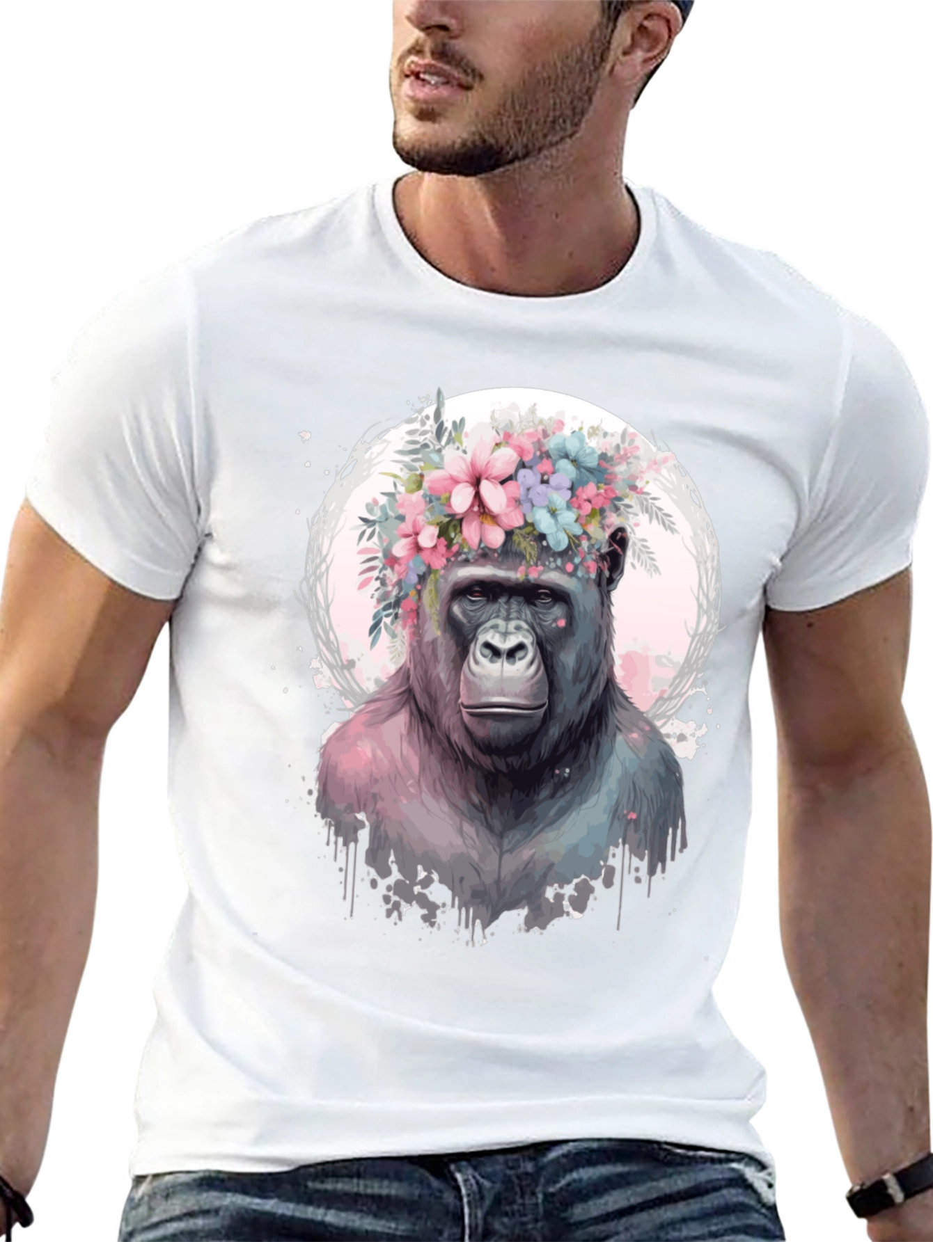 Gorilla Floral Crown Graphic Tee