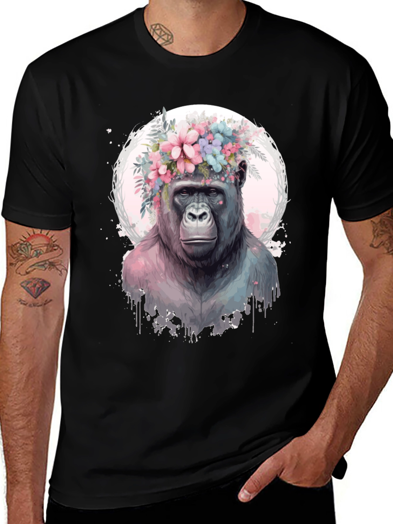 Gorilla Floral Crown Graphic Tee