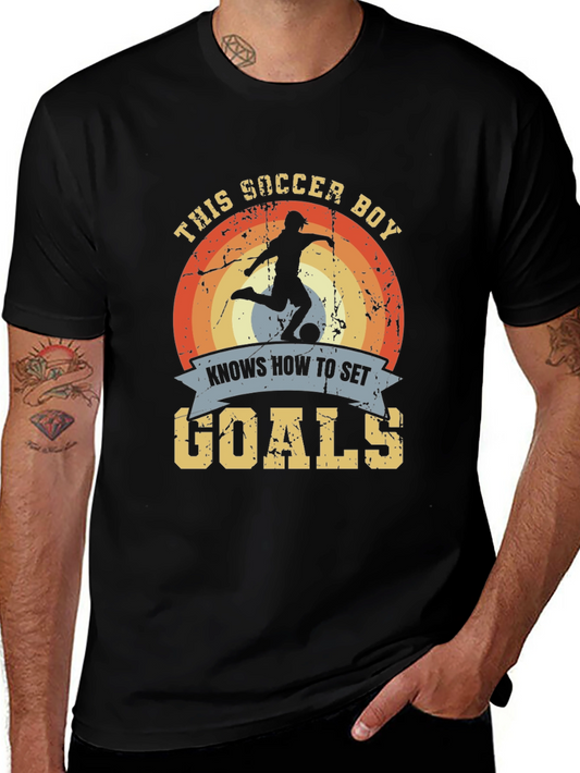 Soccer Boy Knows How to Set Goals Graphic Tee