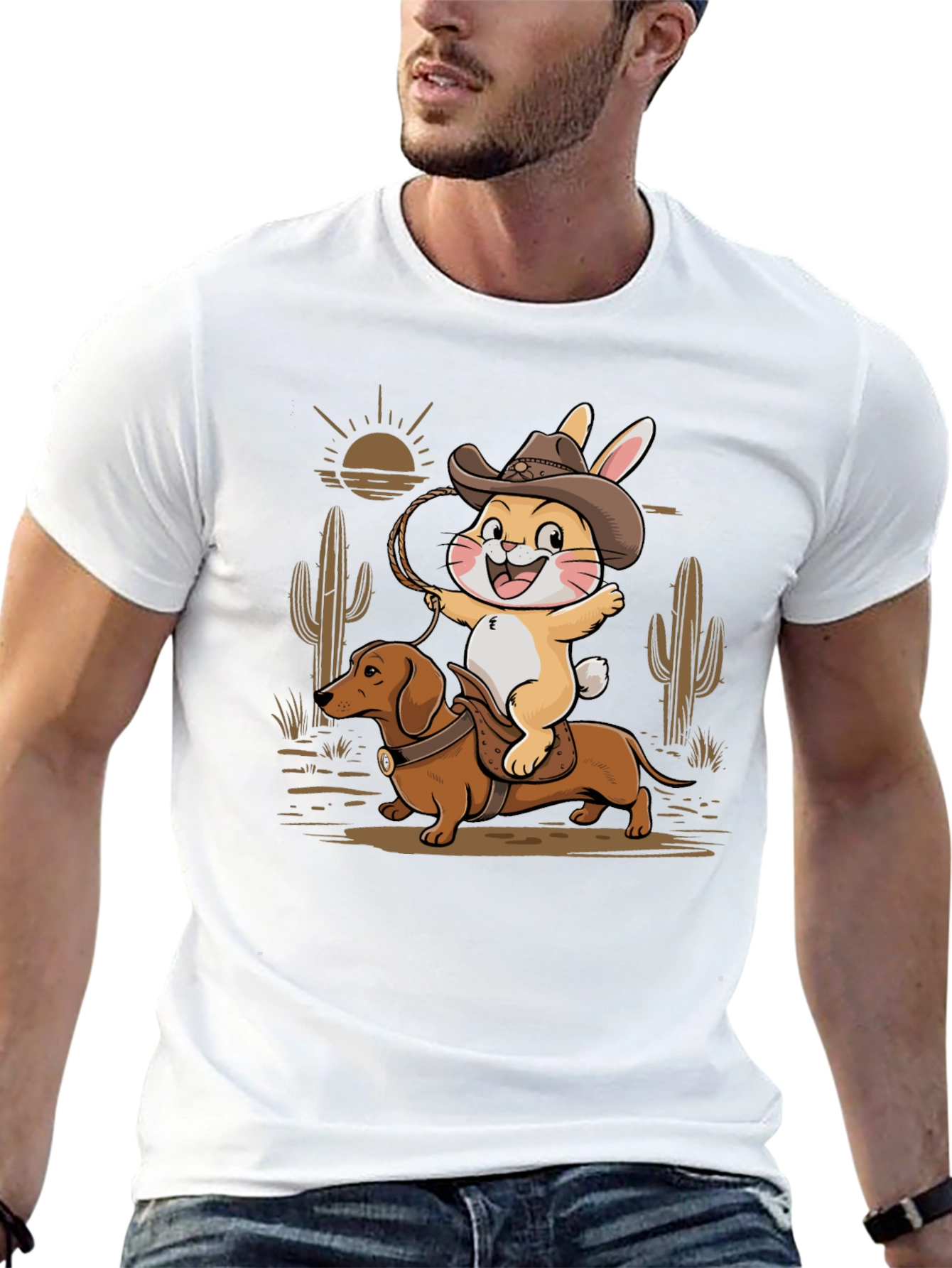 Cowboy Dachshund & Rabbit T-Shirt