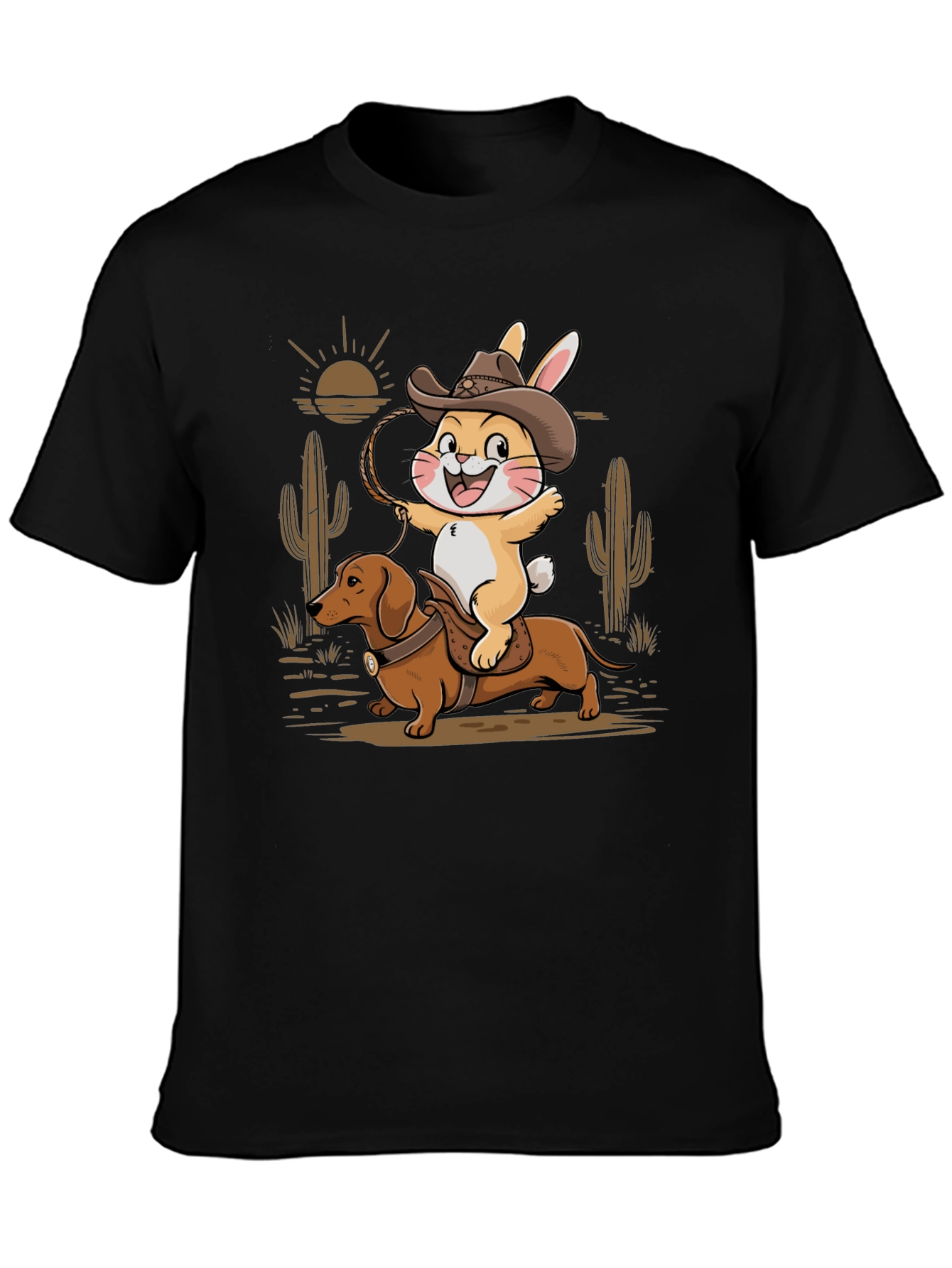 Cowboy Dachshund & Rabbit T-Shirt