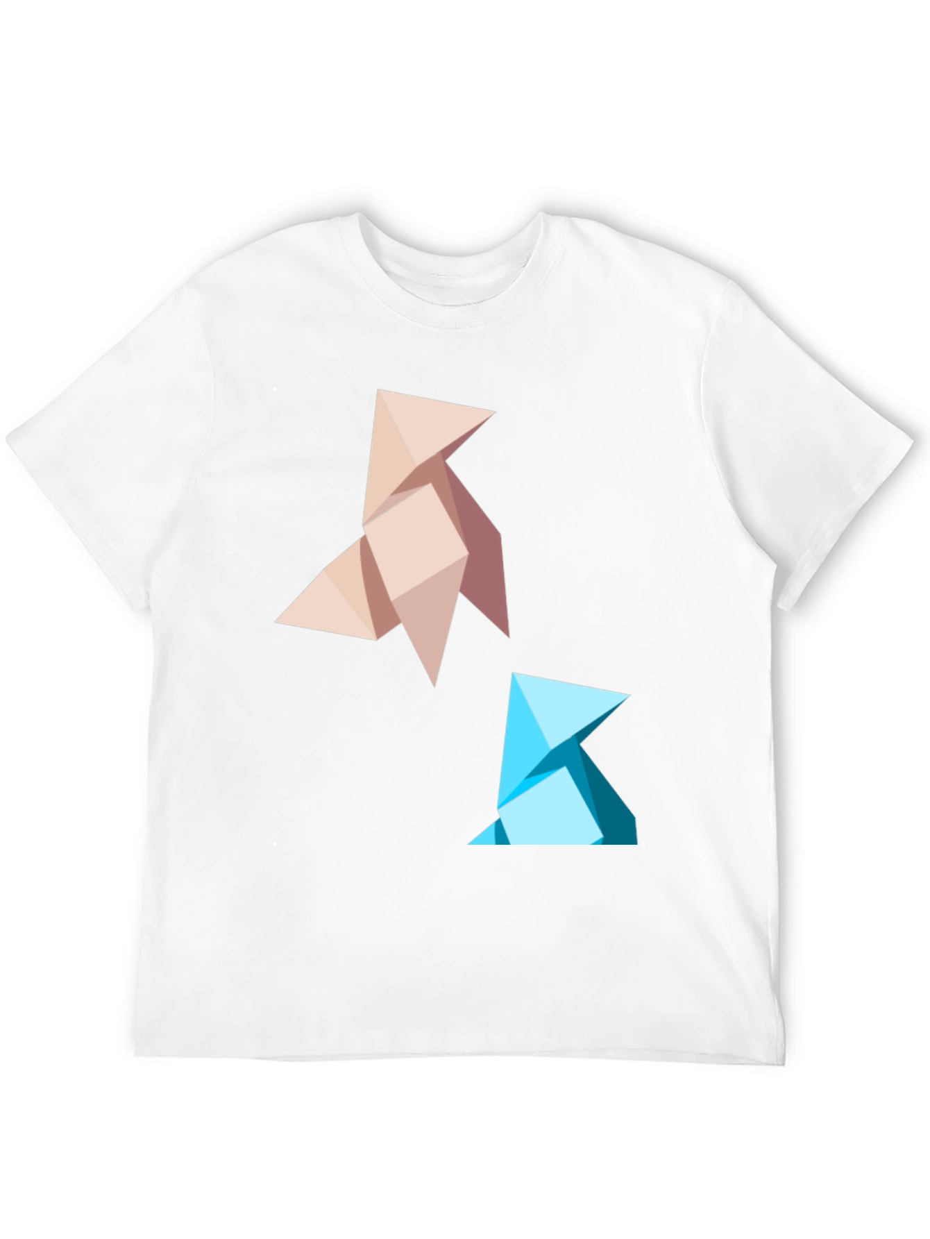Geometric Origami Bird Graphic Tee - Black