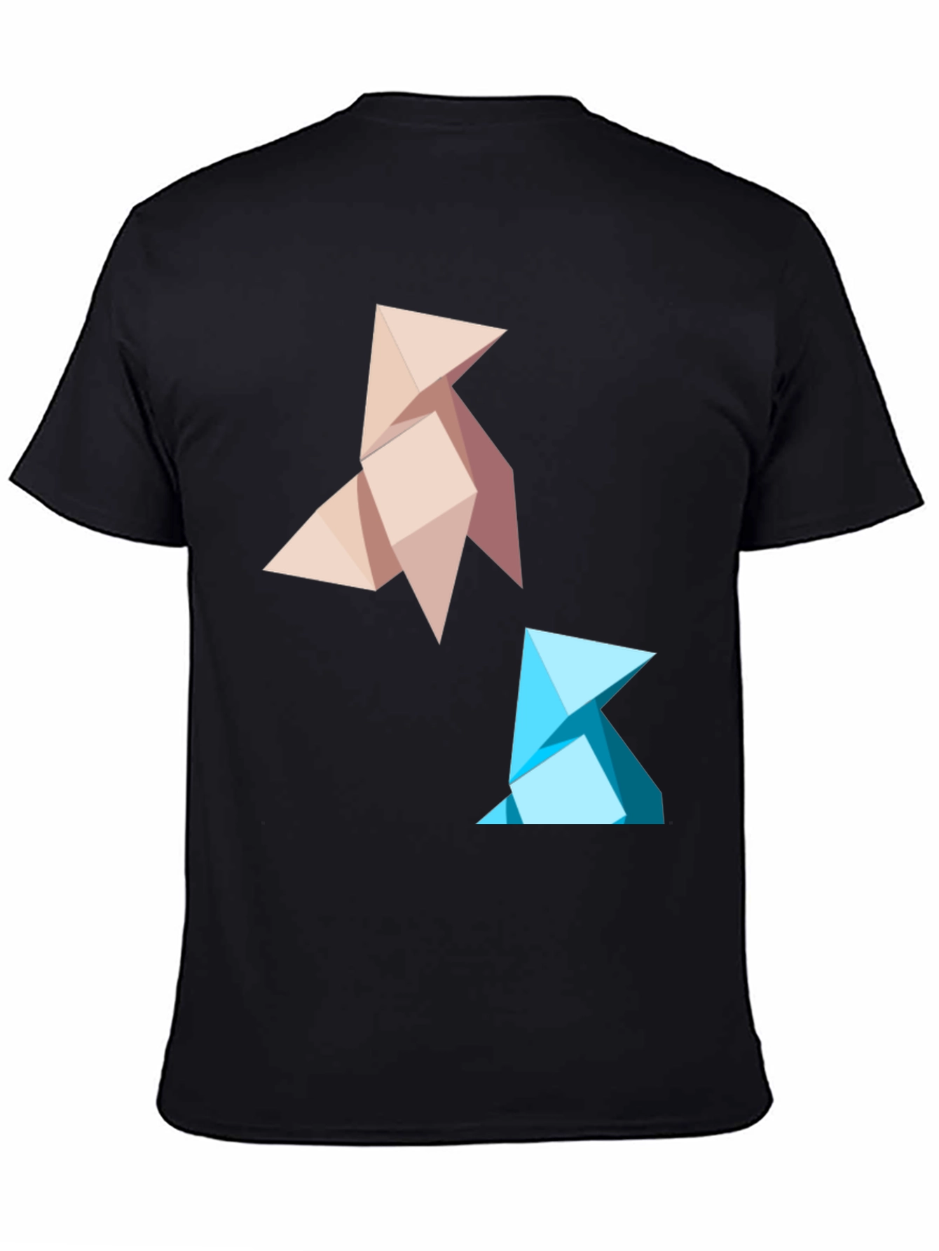 Geometric Origami Bird Graphic Tee - Black
