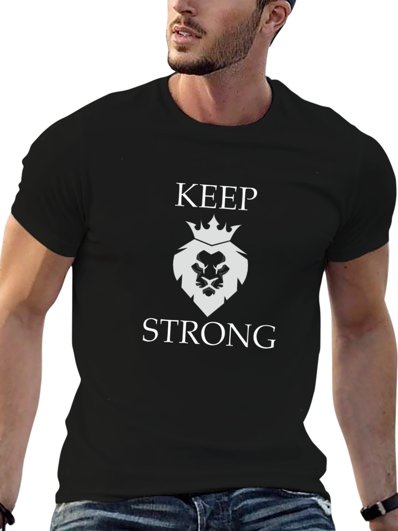Keep Strong Lion Graphic Tee - Black