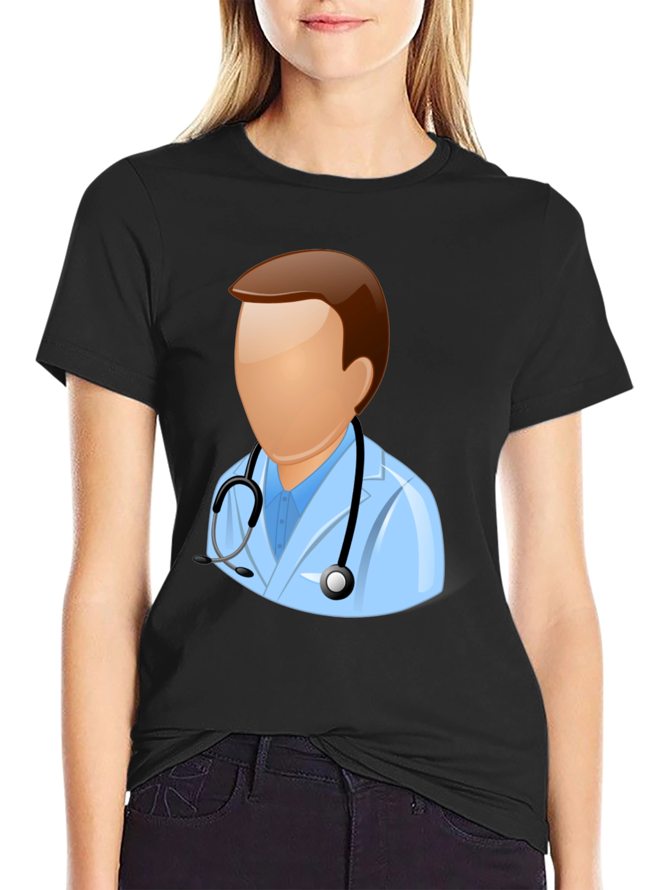 Doctor Icon Graphic Black T-Shirt