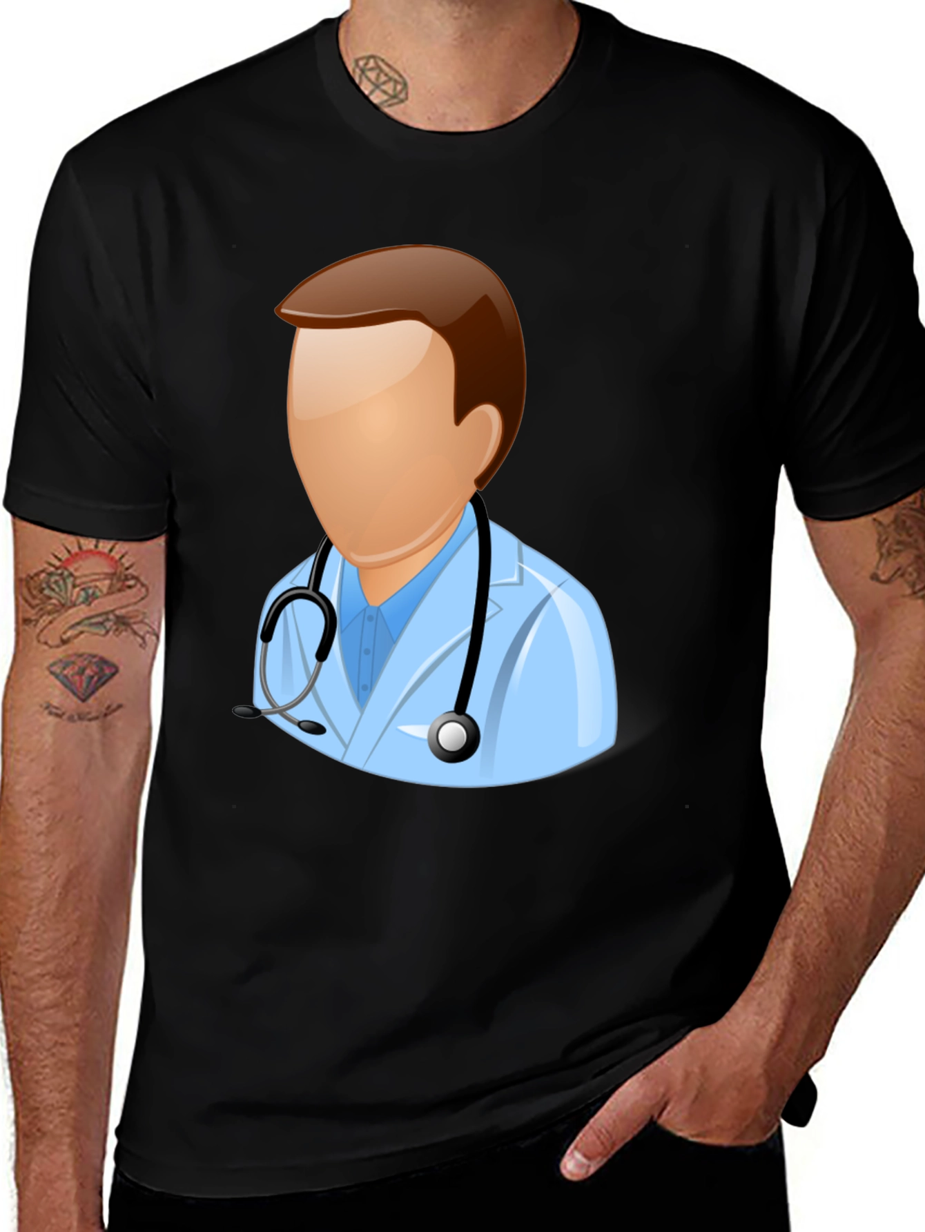 Doctor Icon Graphic Black T-Shirt