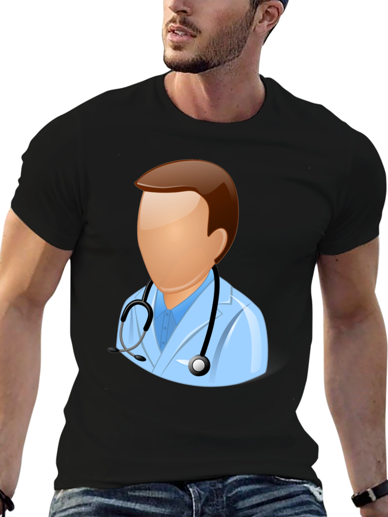 Doctor Icon Graphic Black T-Shirt
