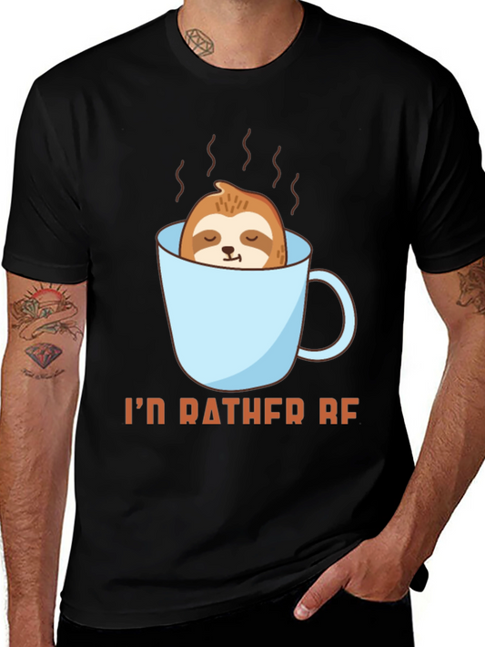 Sloth in Coffee Cup Graphic T-Shirt - Relax & Enjoy