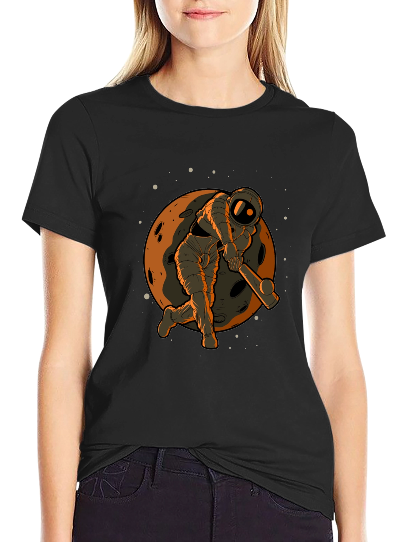 Astronaut Cricket Graphic Tee - Black