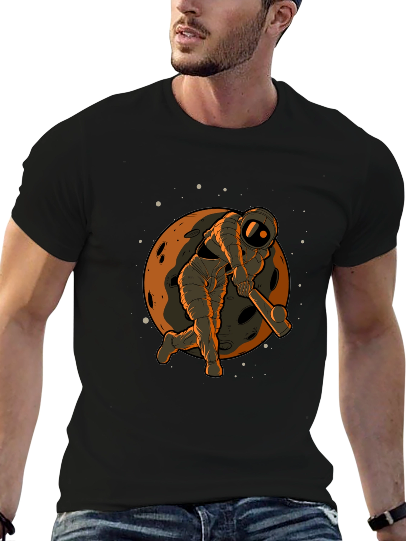 Astronaut Cricket Graphic Tee - Black