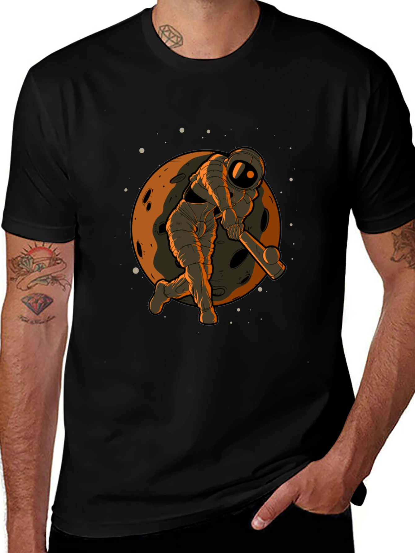 Astronaut Cricket Graphic Tee - Black