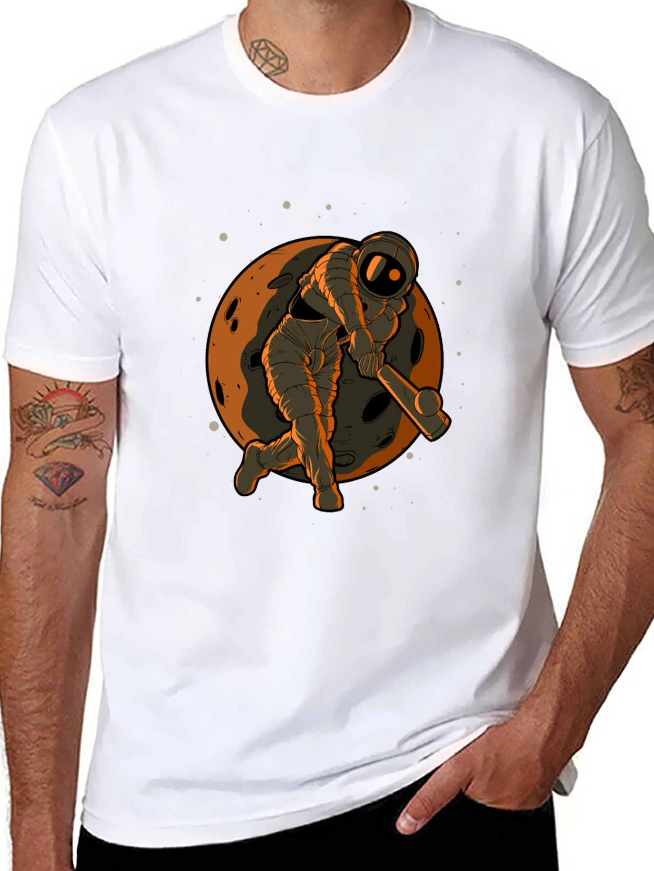 Astronaut Cricket Graphic Tee - Black
