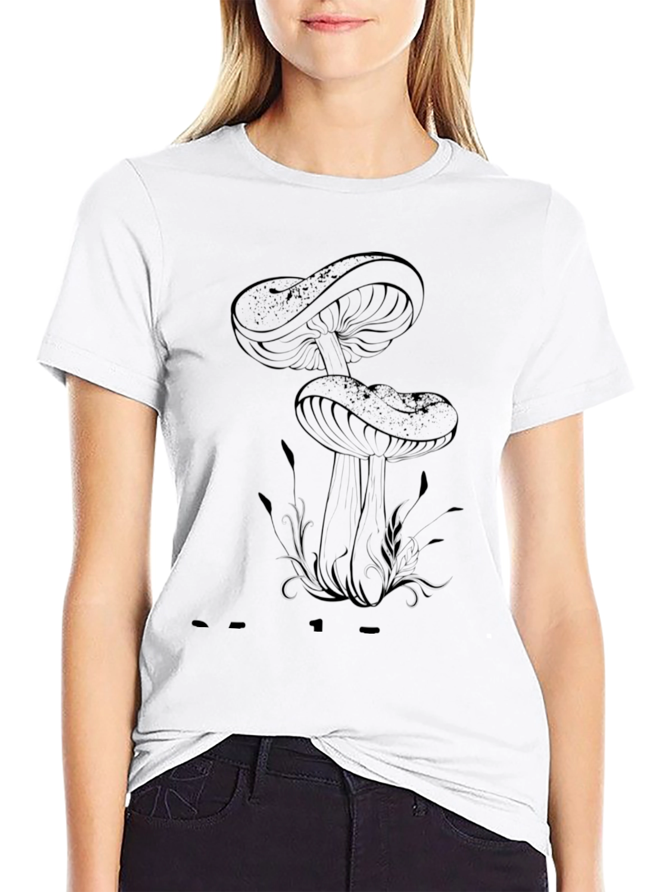 Mushroom Graphic T-Shirt - Trendy Black Tee