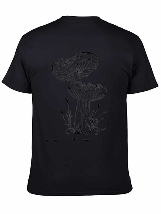 Mushroom Graphic T-Shirt - Trendy Black Tee