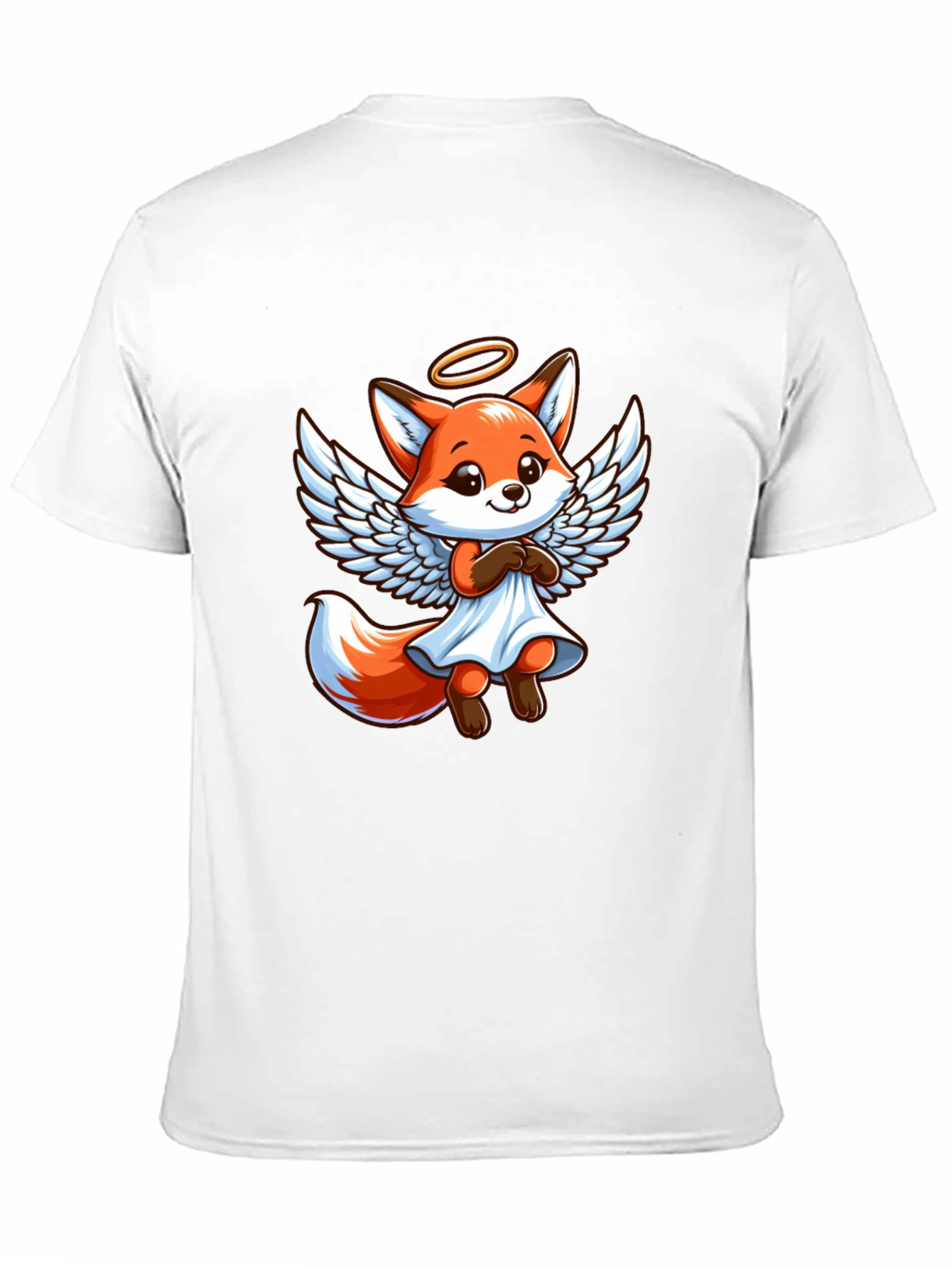 Angel Fox Graphic Tee - Black Cotton T-Shirt