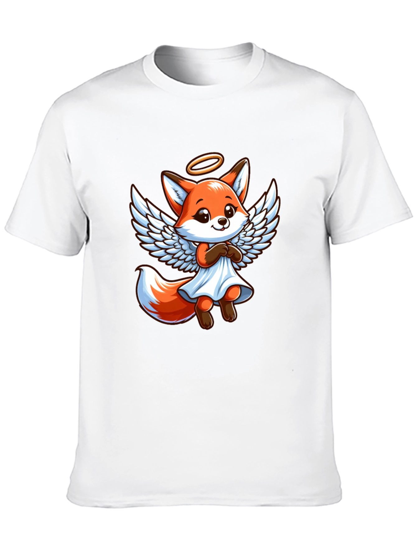 Angel Fox Graphic Tee - Black Cotton T-Shirt