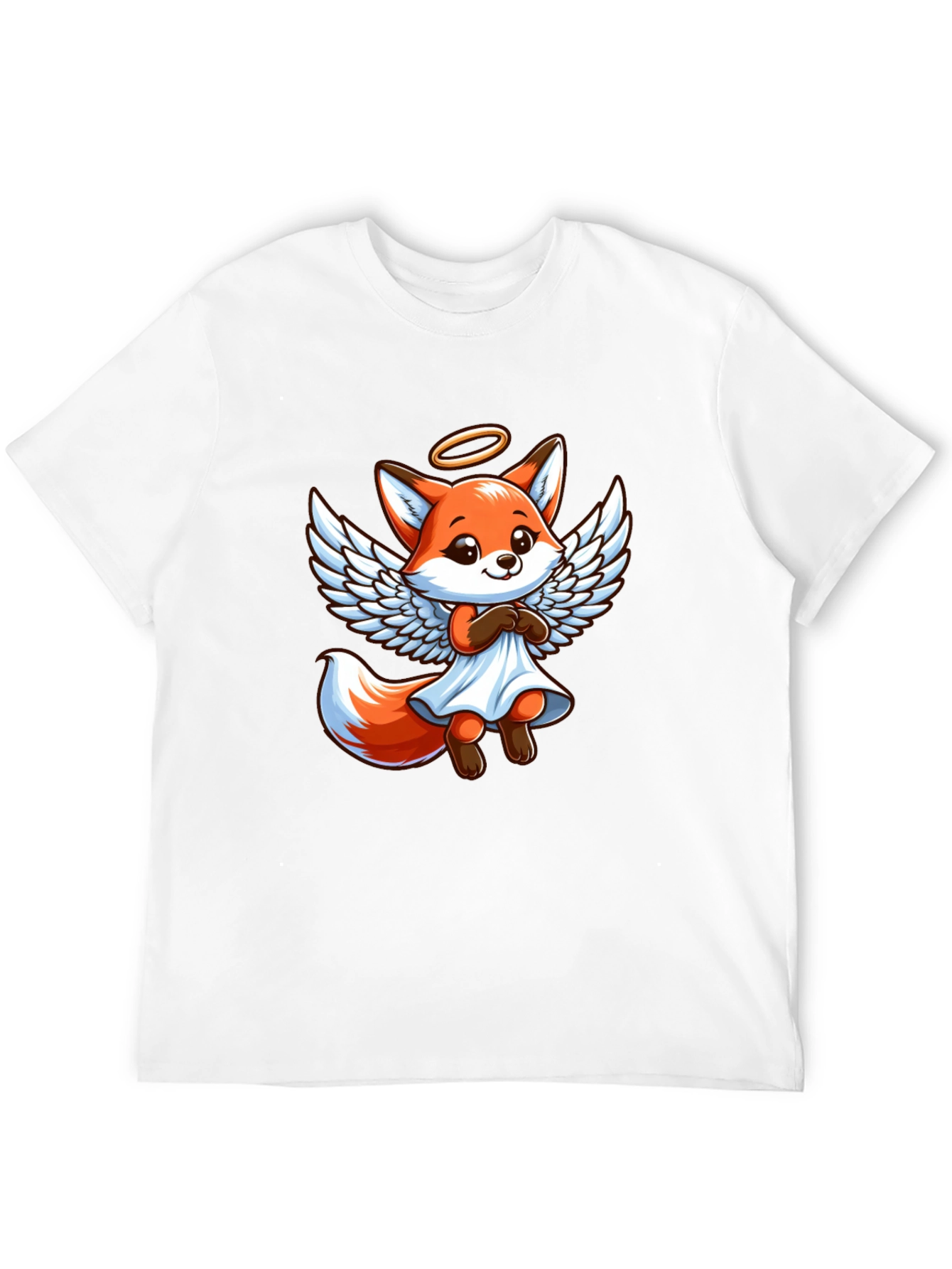Angel Fox Graphic Tee - Black Cotton T-Shirt