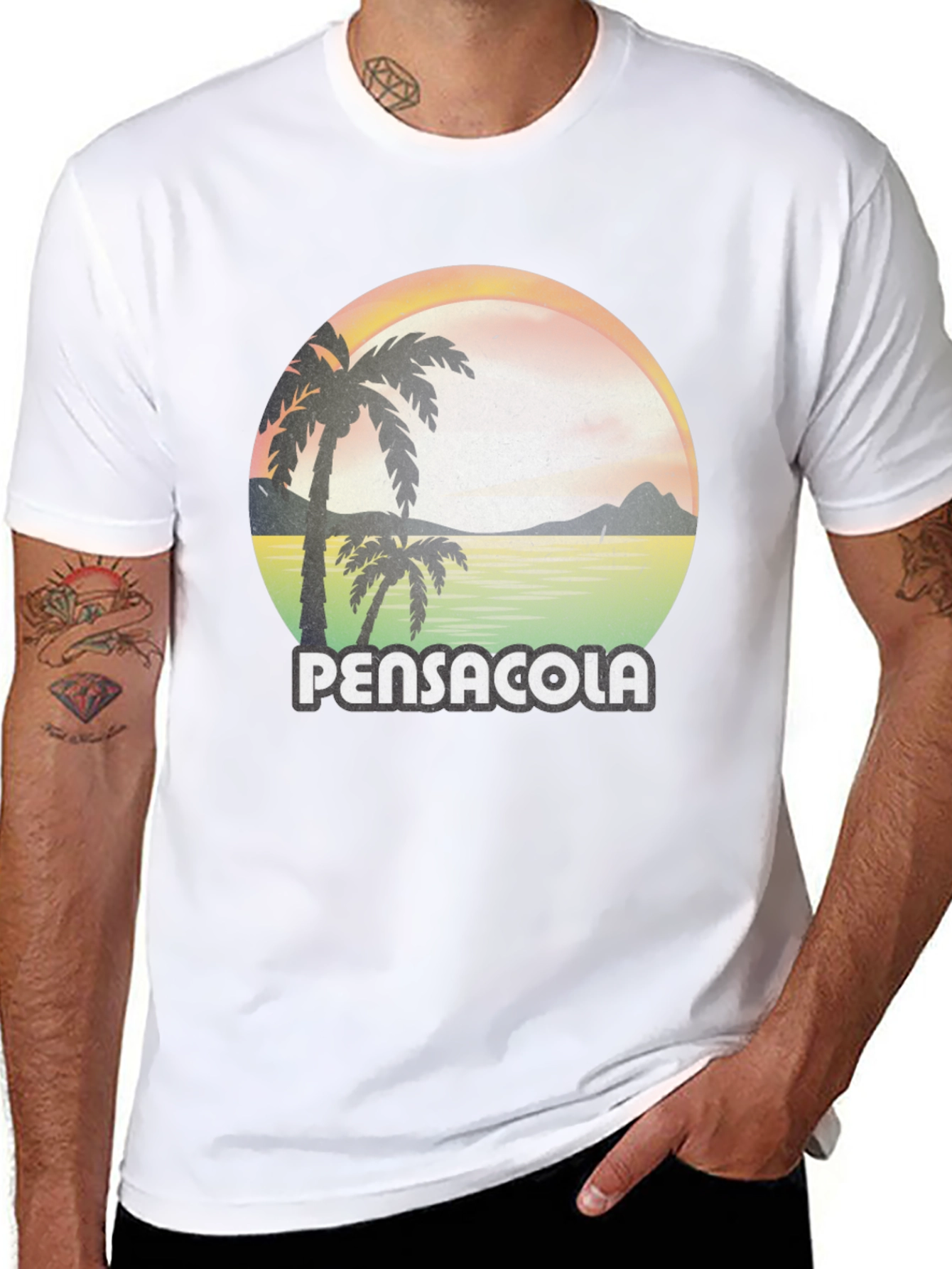 Pensacola Palm Tree Sunset Graphic Tee