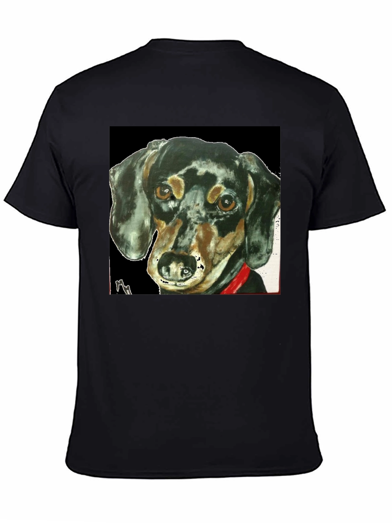 Dachshund Dog Portrait Tee - Black Graphic T-Shirt