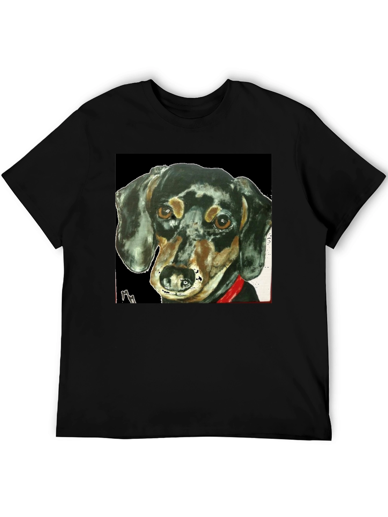 Dachshund Dog Portrait Tee - Black Graphic T-Shirt