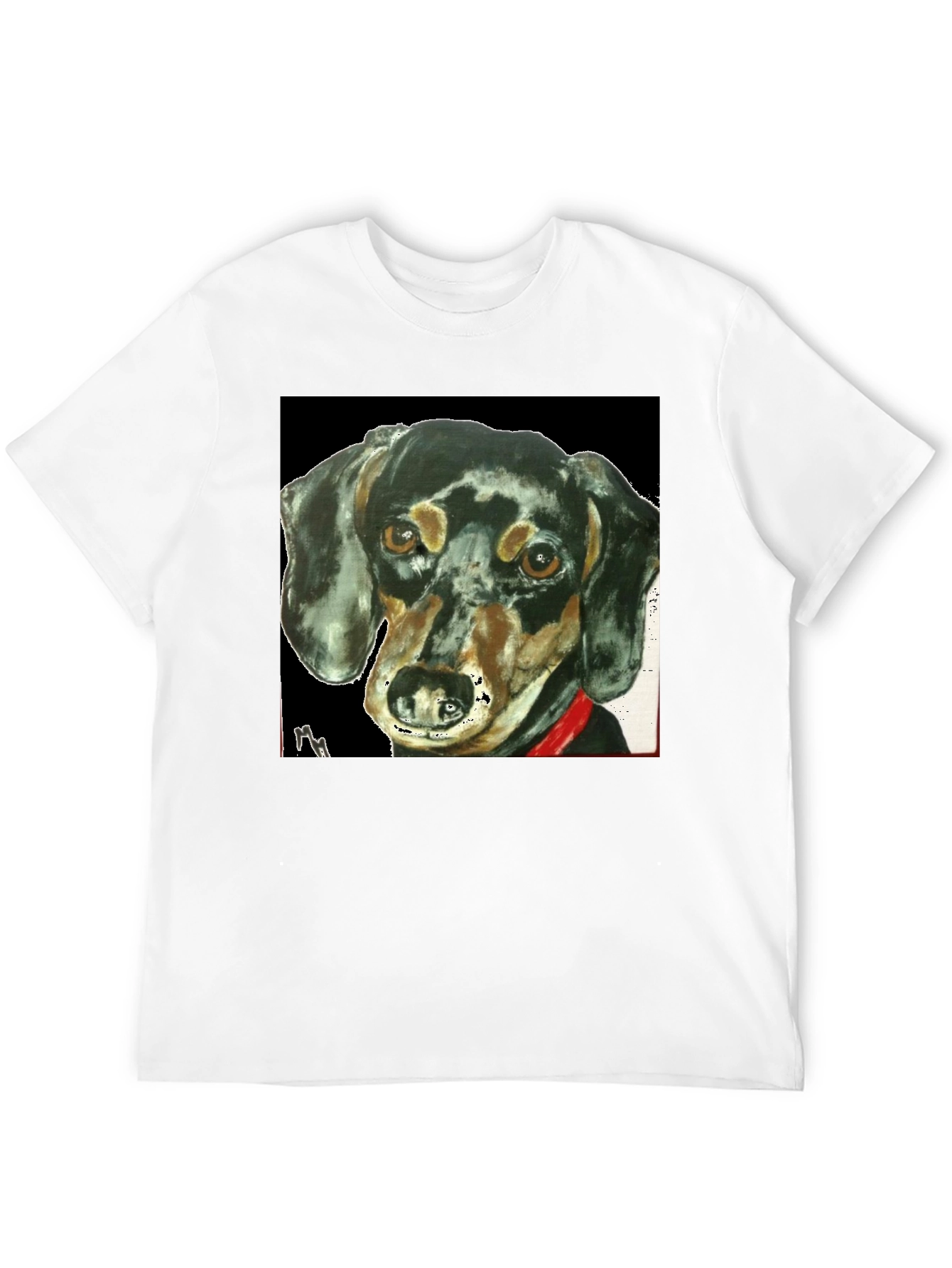 Dachshund Dog Portrait Tee - Black Graphic T-Shirt
