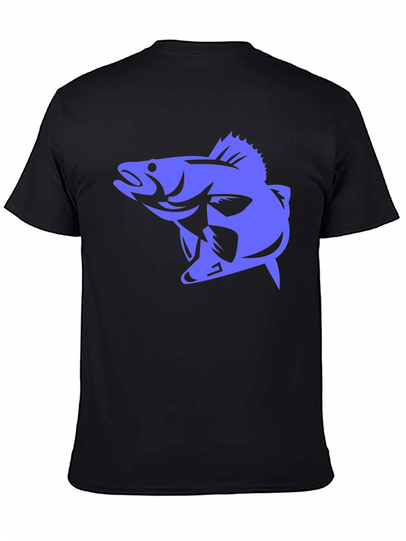 Mens Black T-Shirt with Blue Fish Graphic