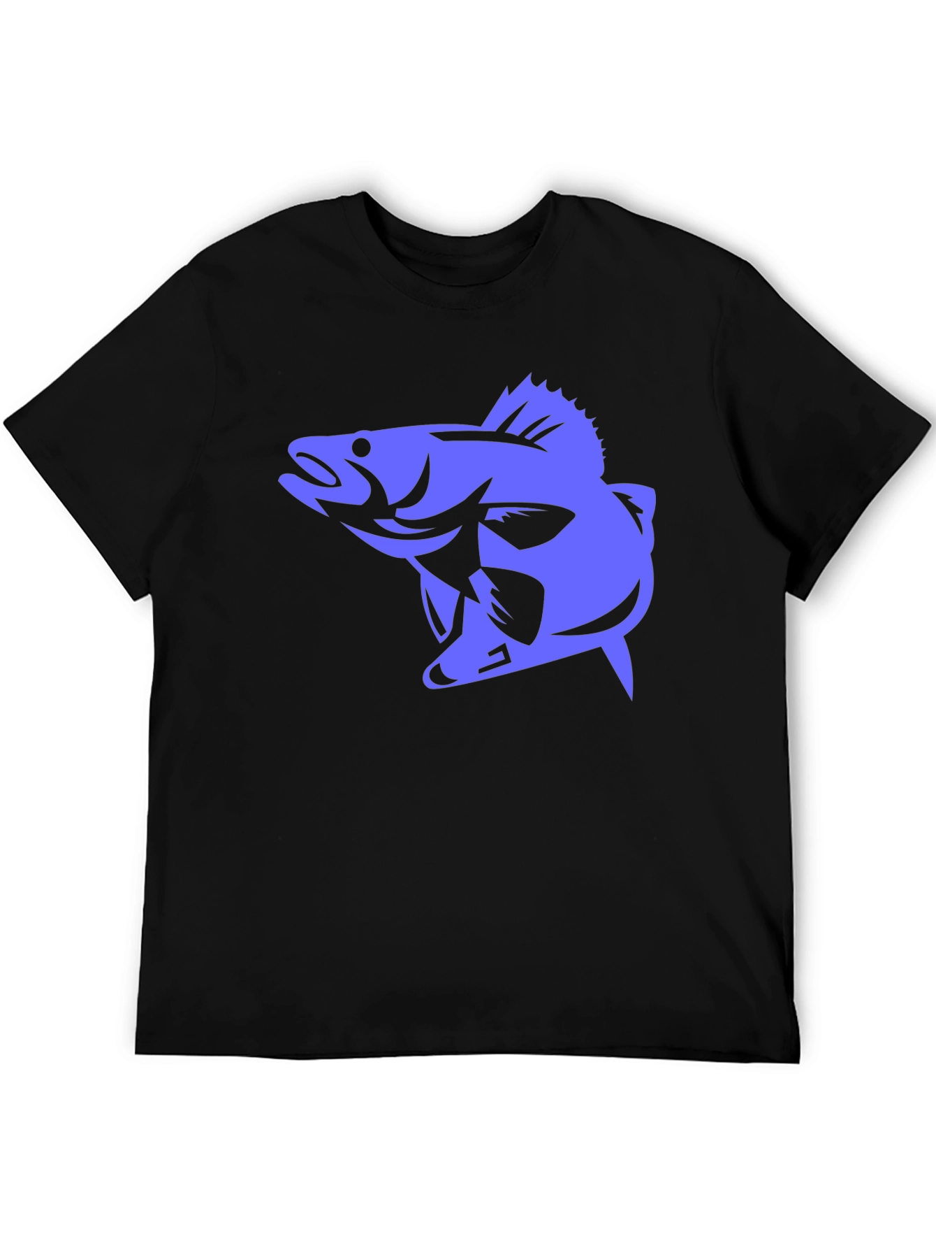 Mens Black T-Shirt with Blue Fish Graphic