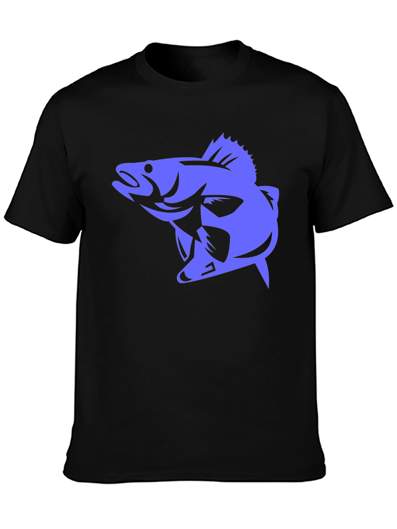 Mens Black T-Shirt with Blue Fish Graphic