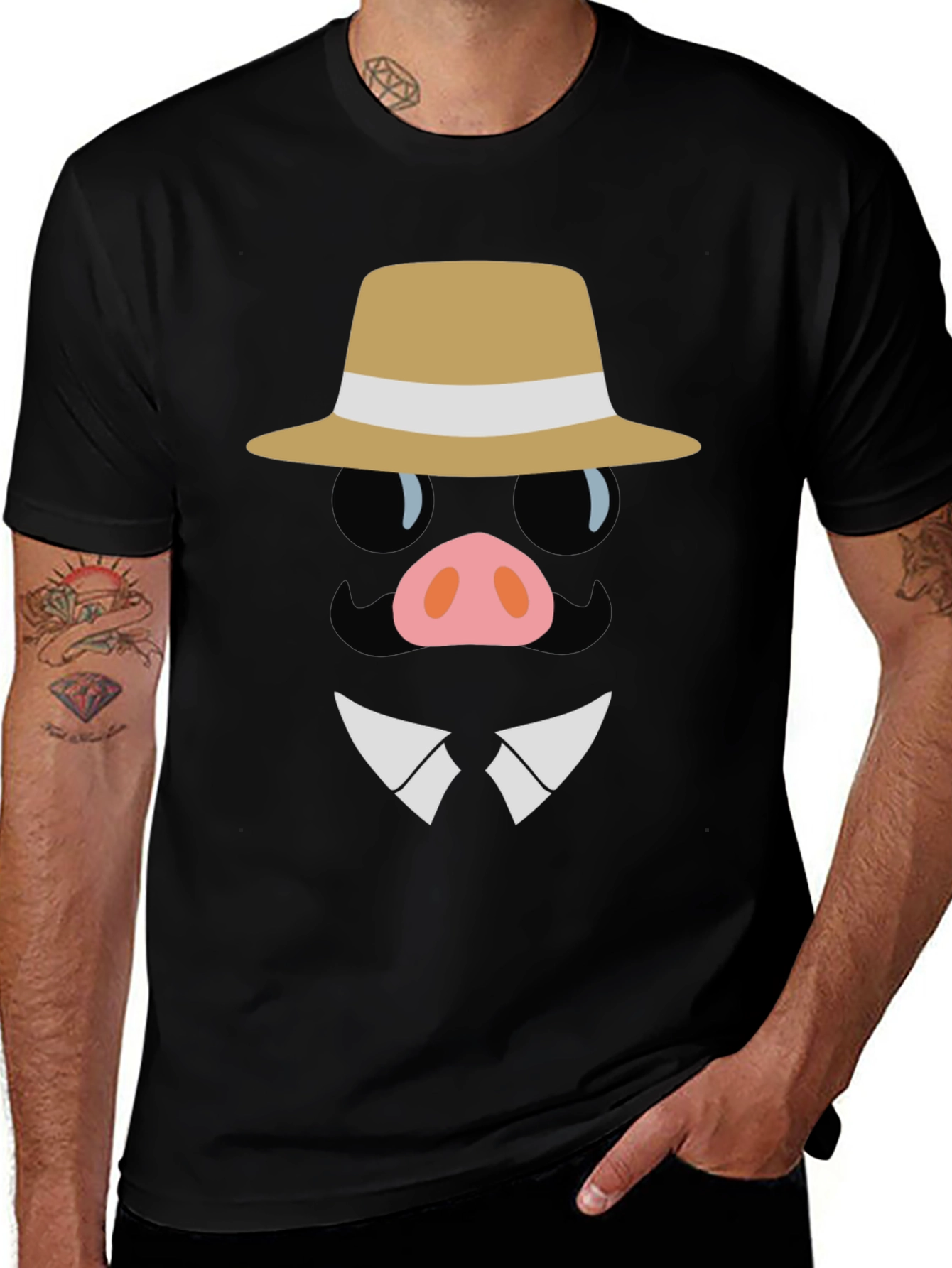 Dapper Pig T-Shirt - Funny Cartoon Graphic Tee